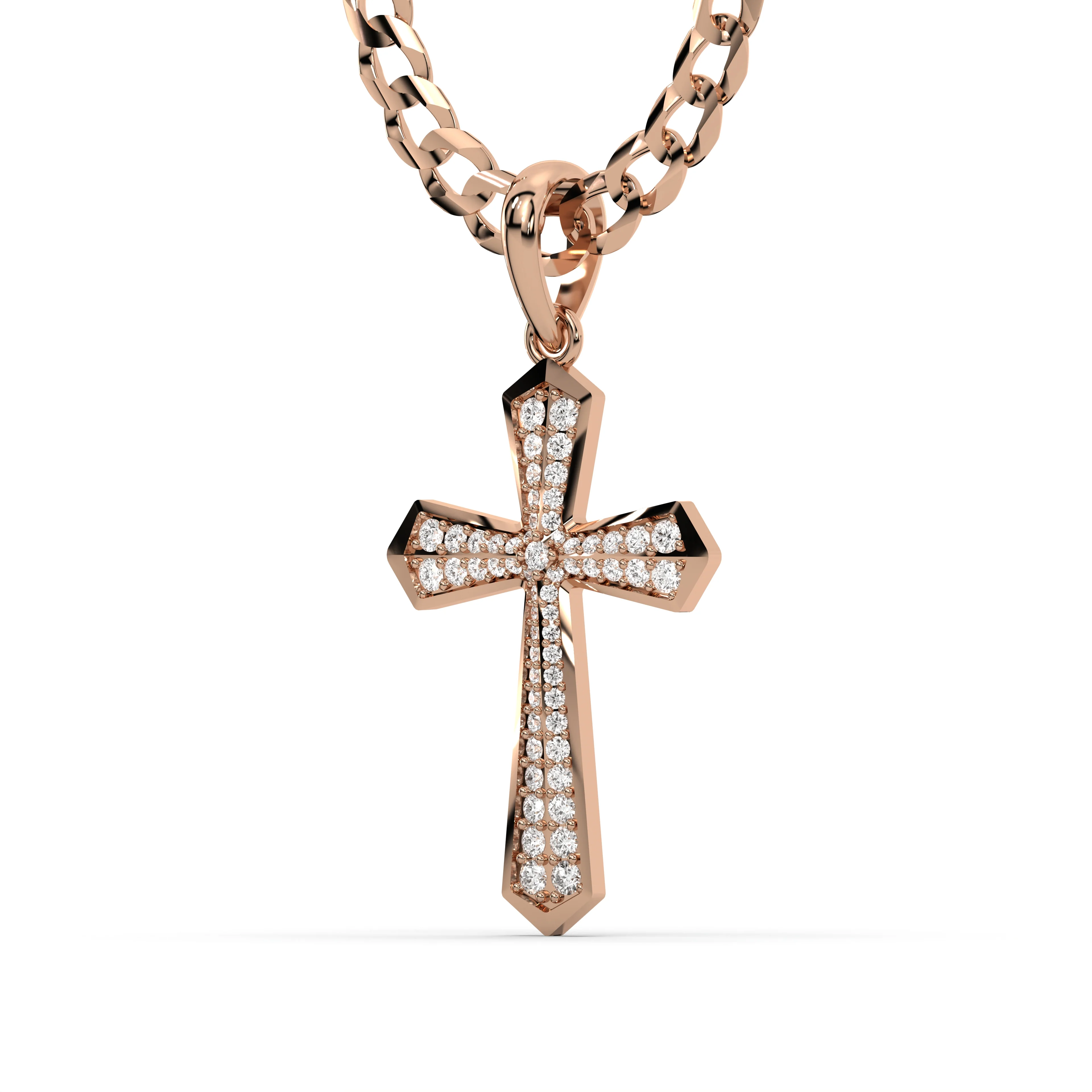Men's VVS Lab Diamond Customizable Rose Gold Cross Necklace Pendant - Image 2