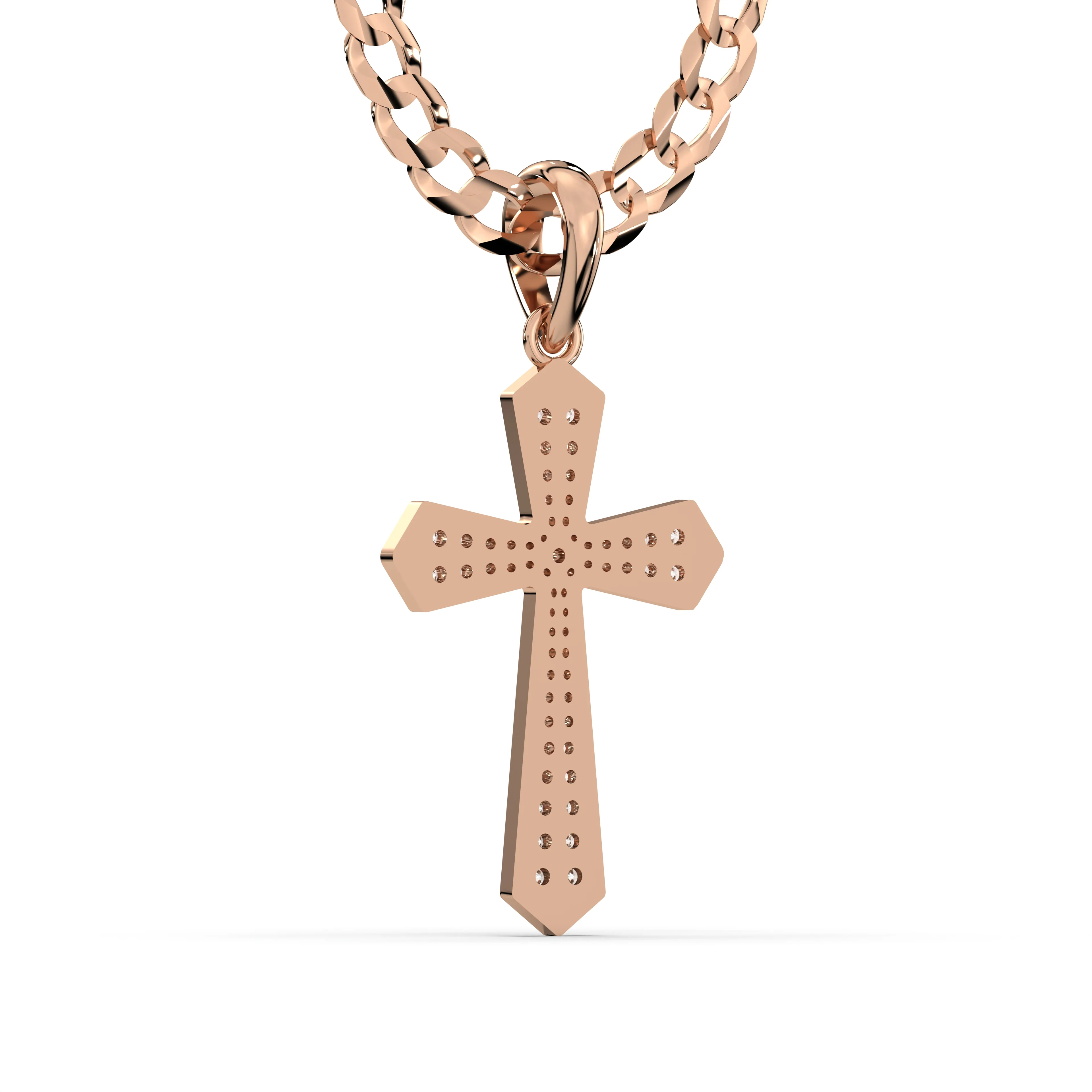 Men's VVS Lab Diamond Customizable Rose Gold Cross Necklace Pendant - Image 4