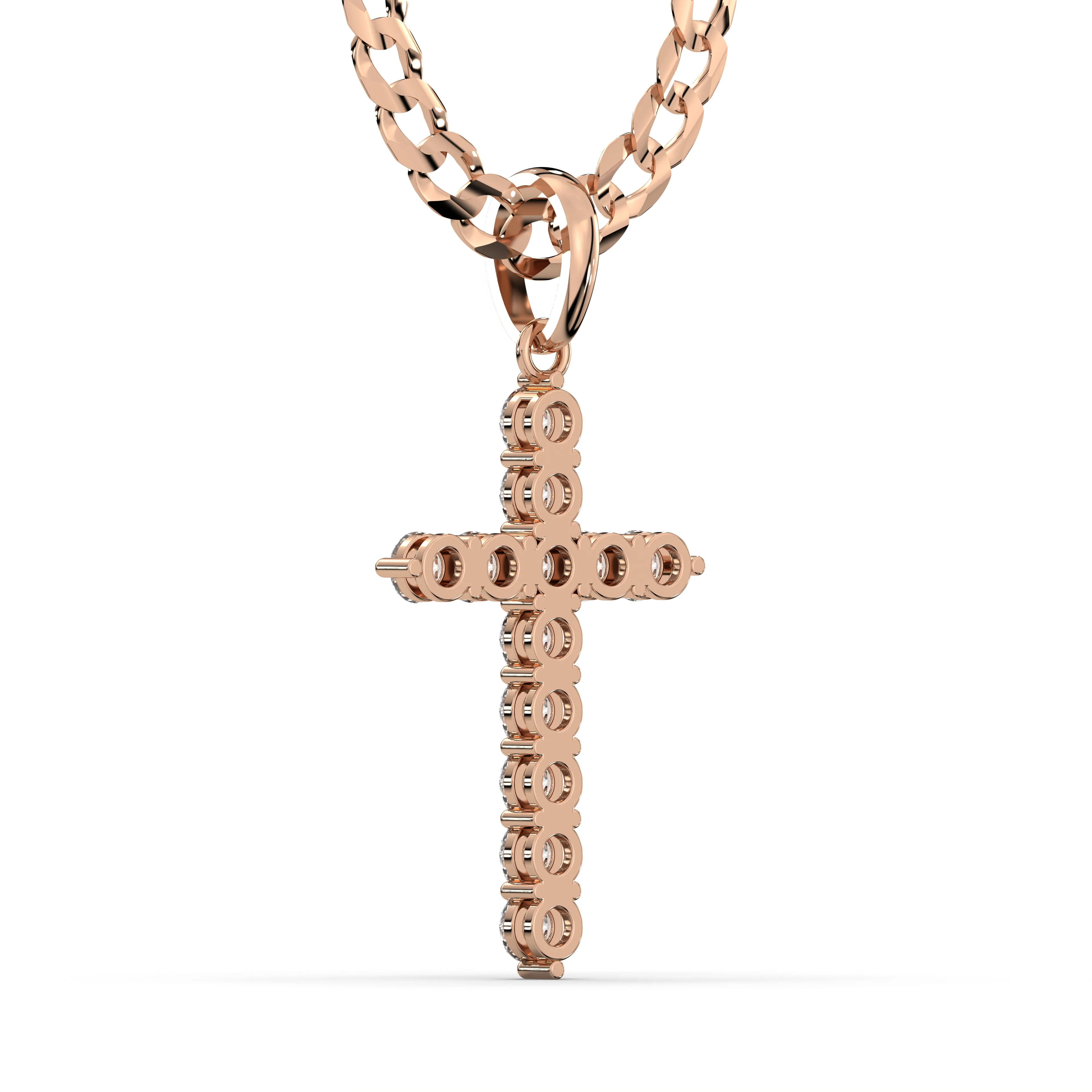 Men's VVS Lab Diamond Customizable Rose Gold Cross Necklace Pendant - Image 4