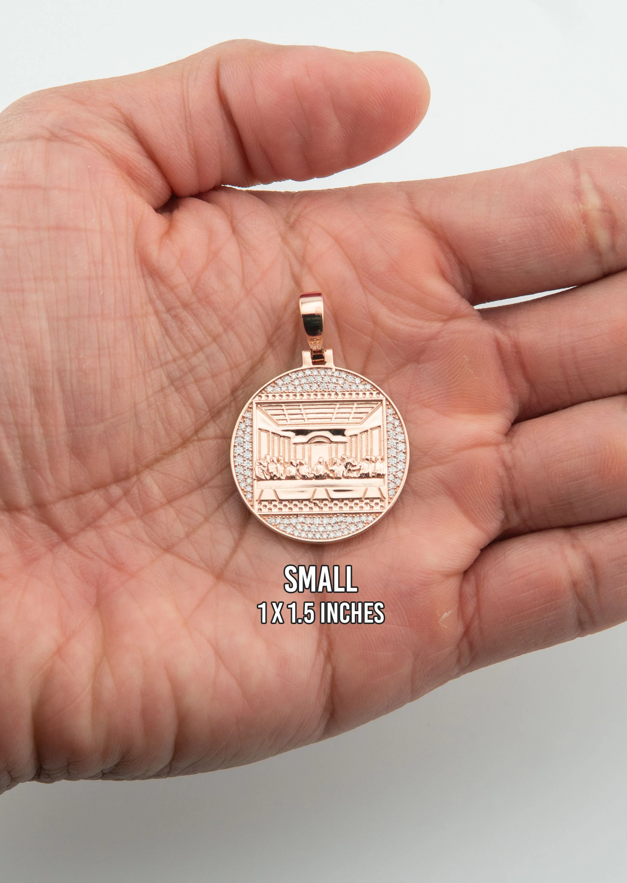 Men's VVS Lab Diamond Customizable Rose Gold Last Supper Necklace Pendant - Image 5