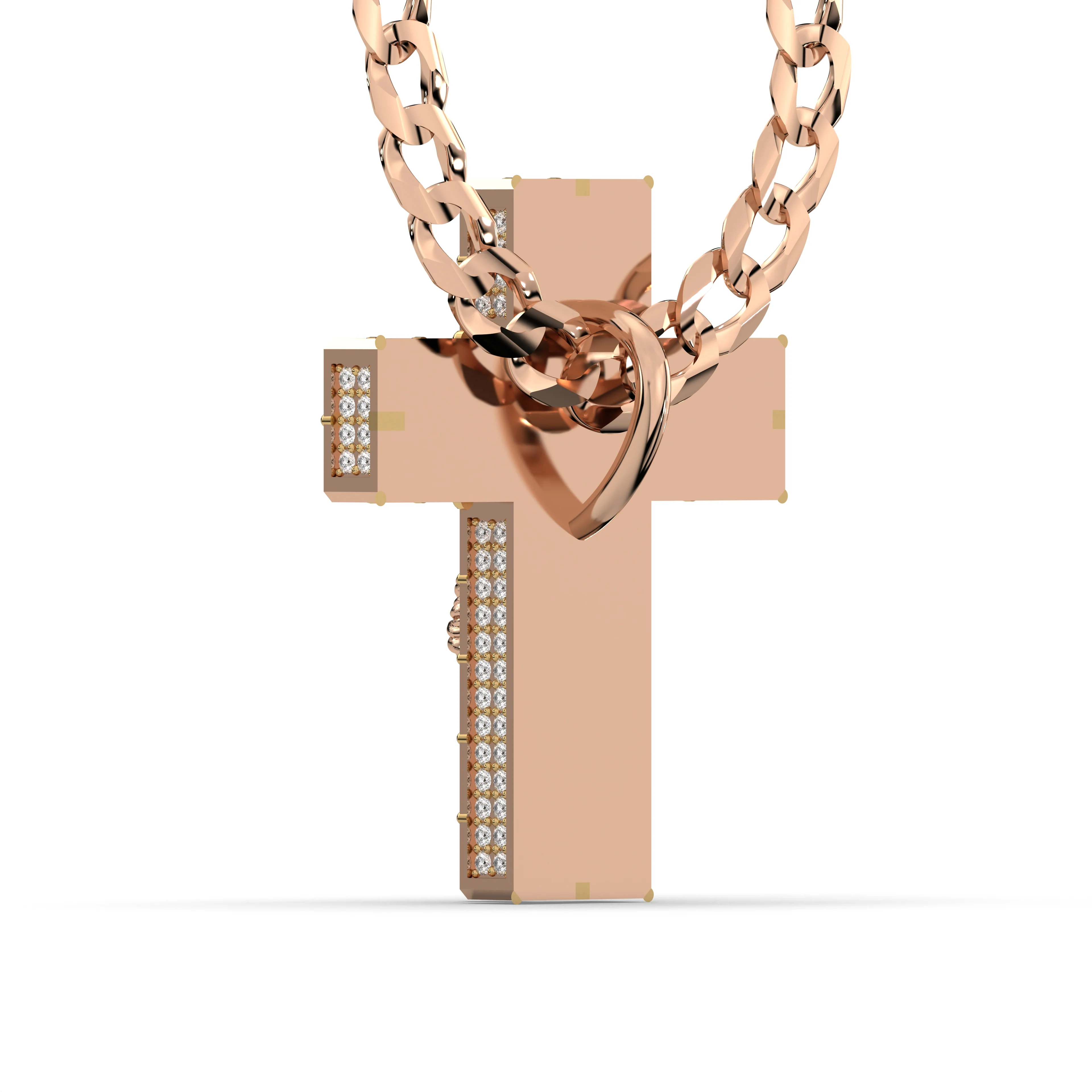 Men's VVS Lab Emerald Cut Diamond Customizable Rose Gold Cross Necklace Pendant - Image 4