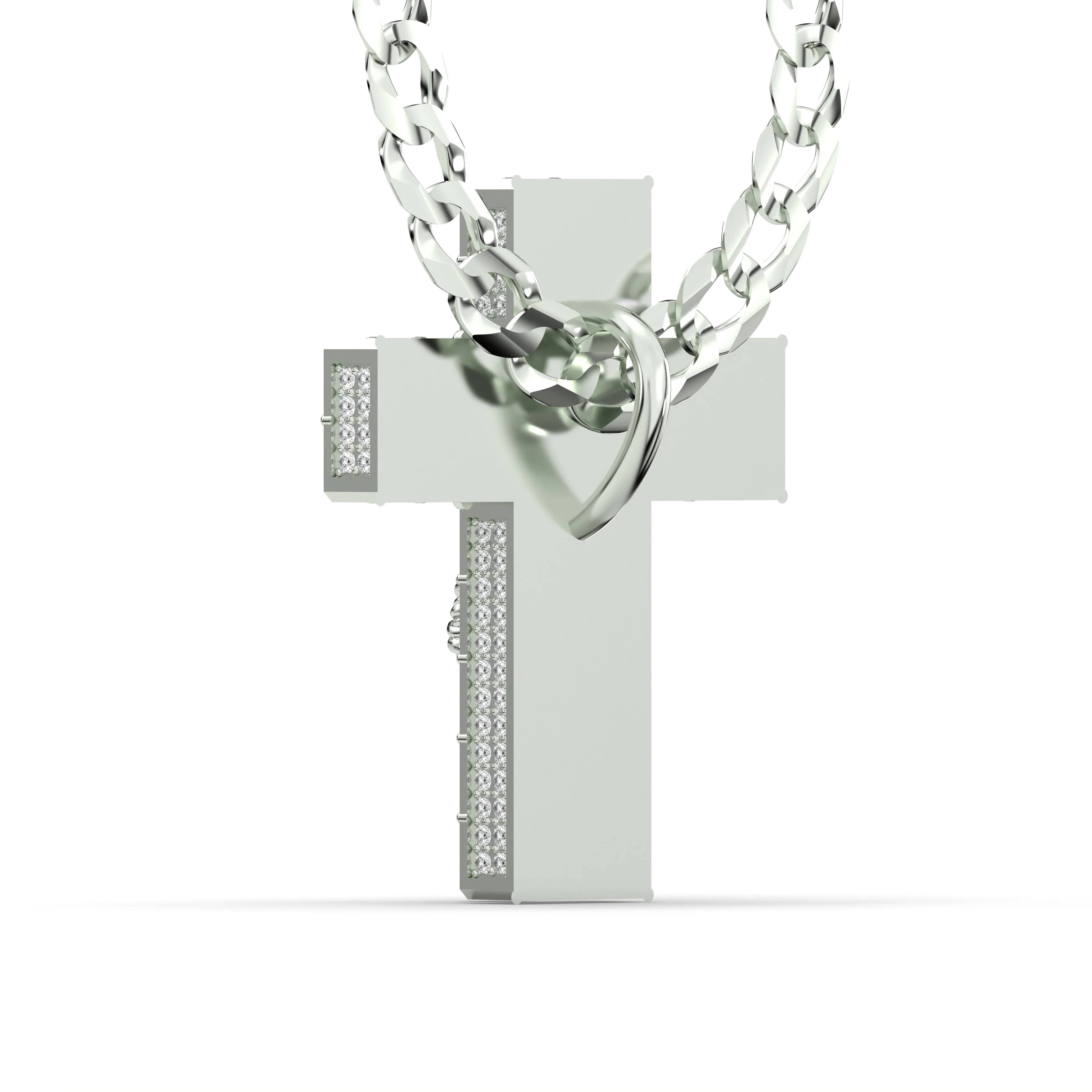 Men's VVS Lab Emerald Cut Diamond Customizable White Gold Cross Necklace Pendant - Image 4