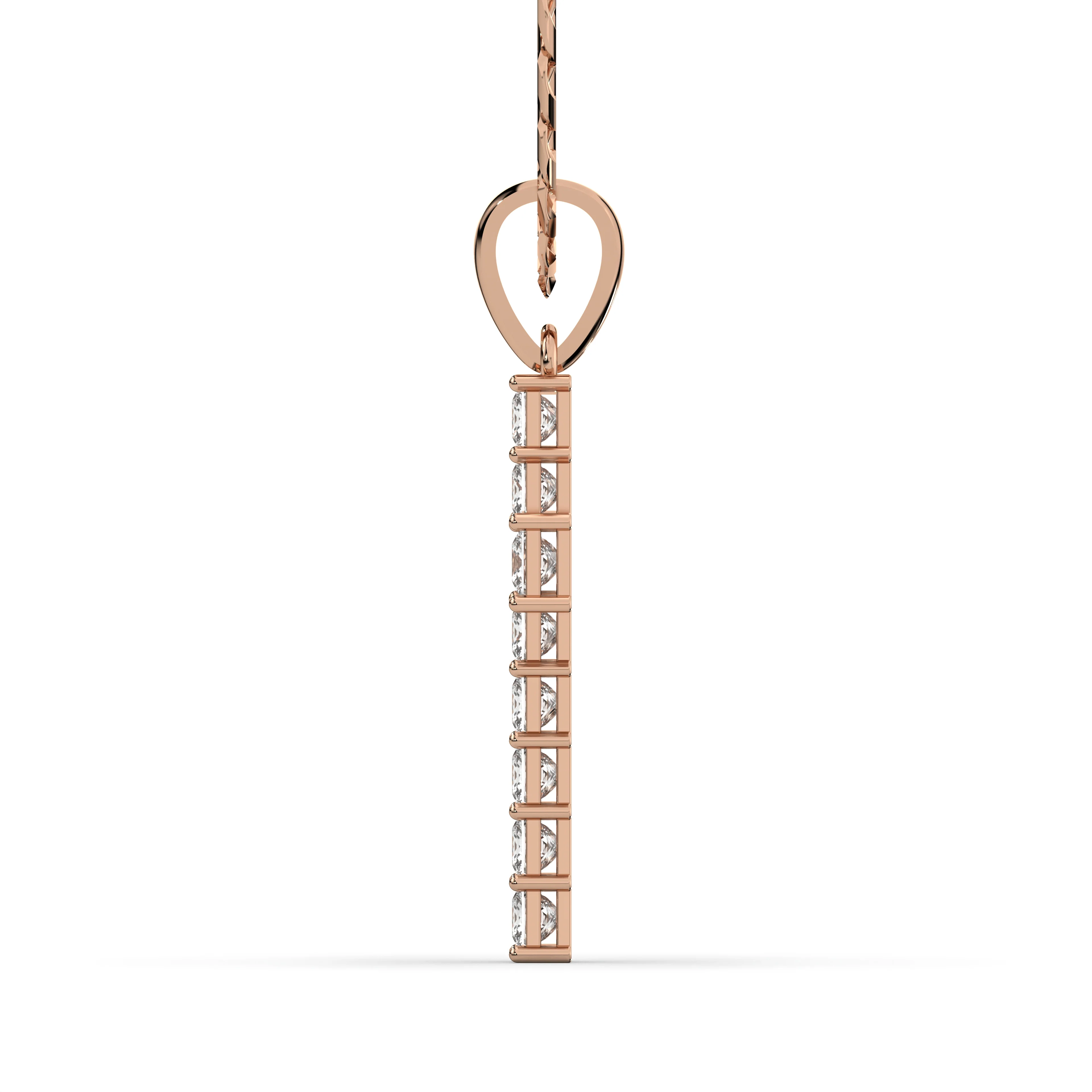 Men's VVS Princess Lab Diamond Customizable Rose Gold Cross Necklace Pendant - Image 3
