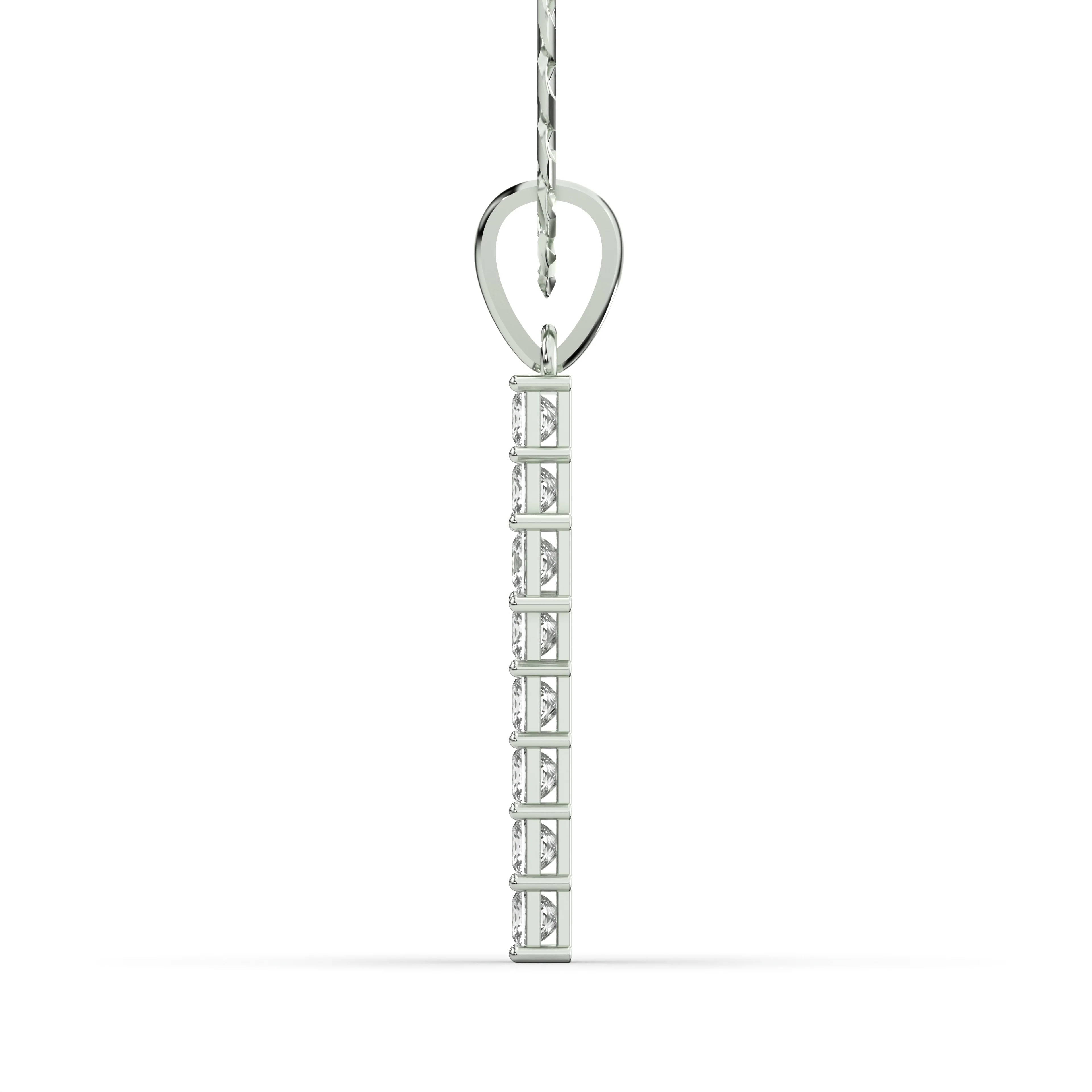 Men's VVS Princess Lab Diamond Customizable White Gold Cross Necklace Pendant - Image 3