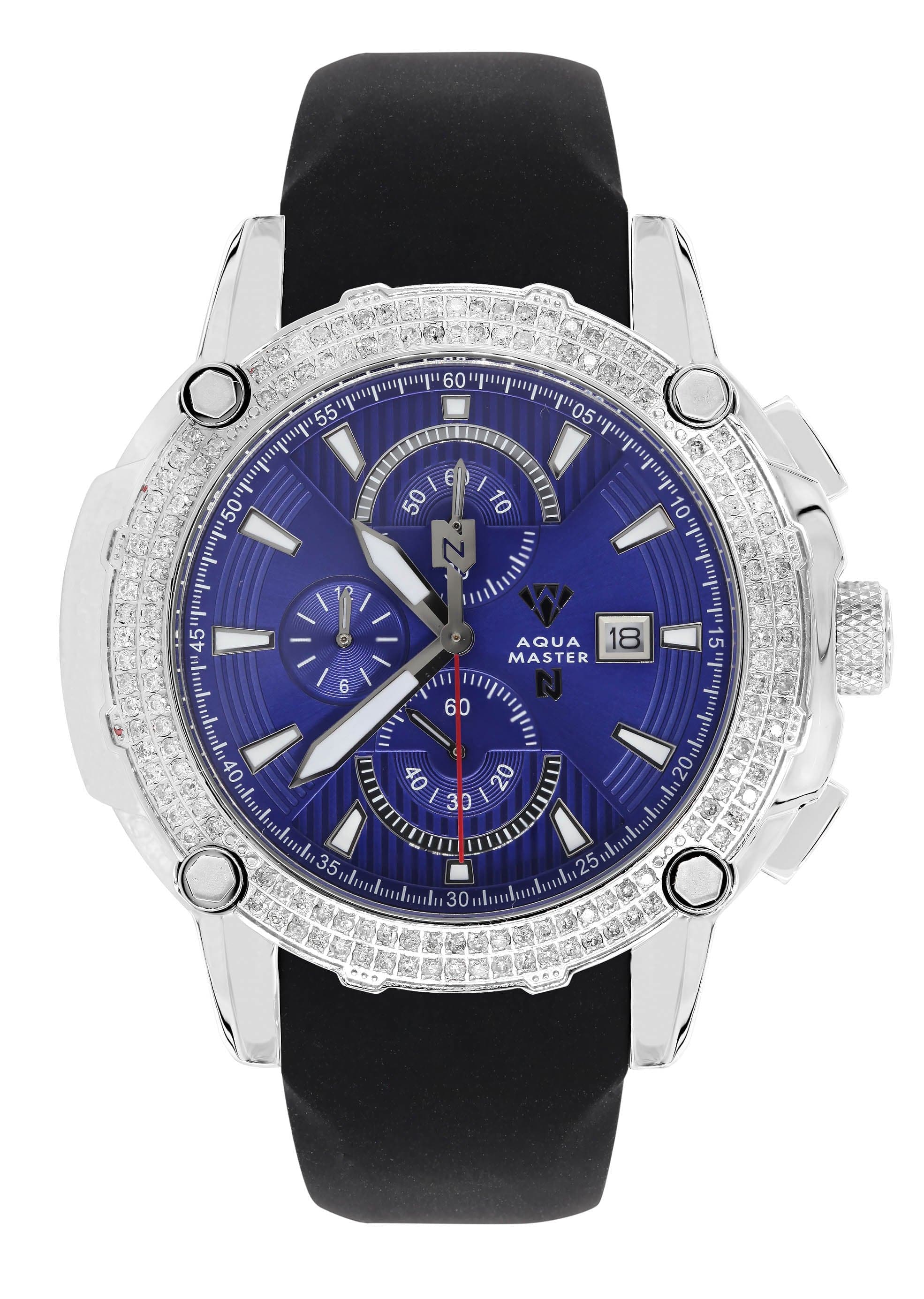 Mens White Gold Tone Diamond Watch | Appx. 1.6 Carats