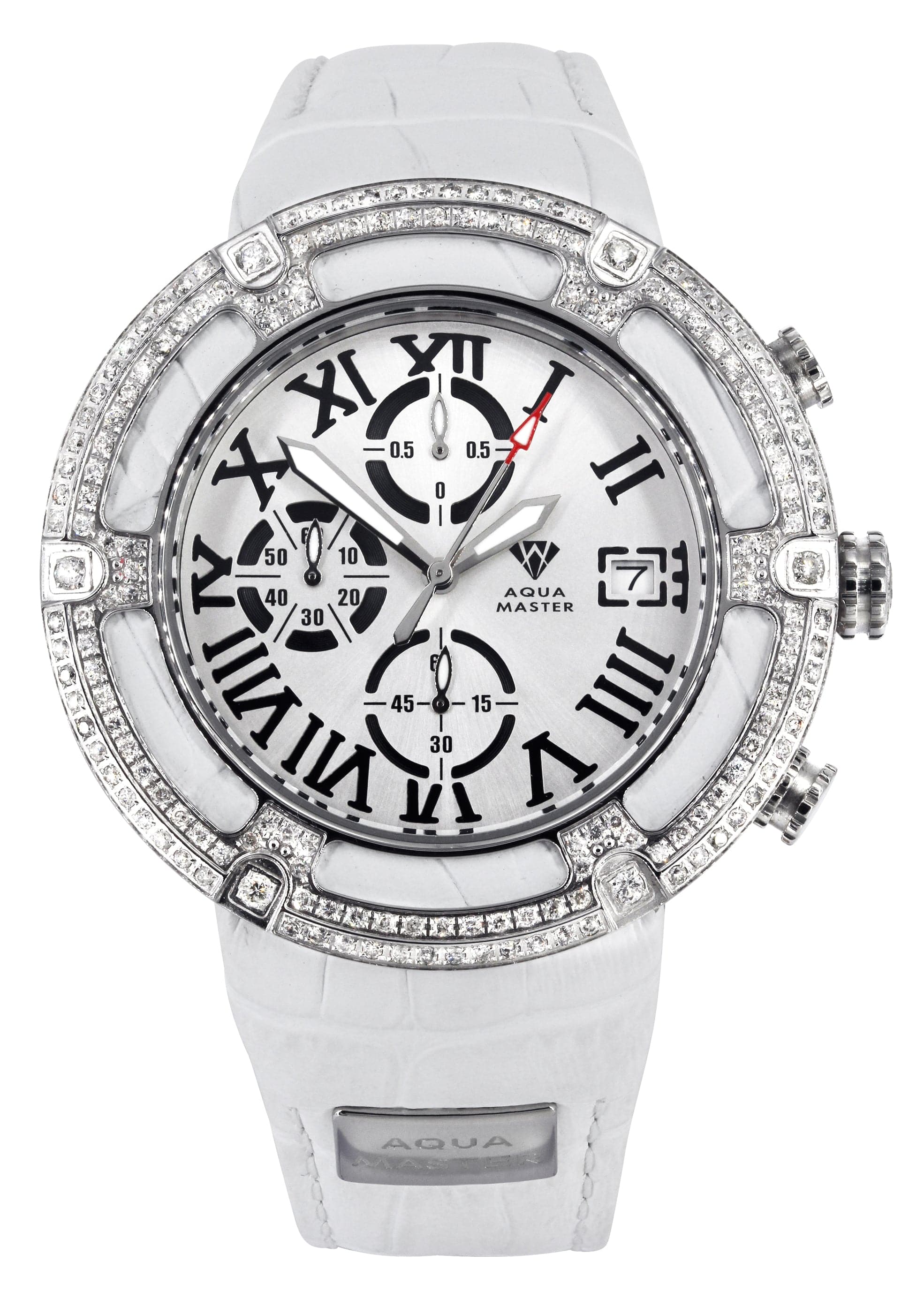 Mens White Gold Tone Diamond Watch | Appx. 5.35 Carats