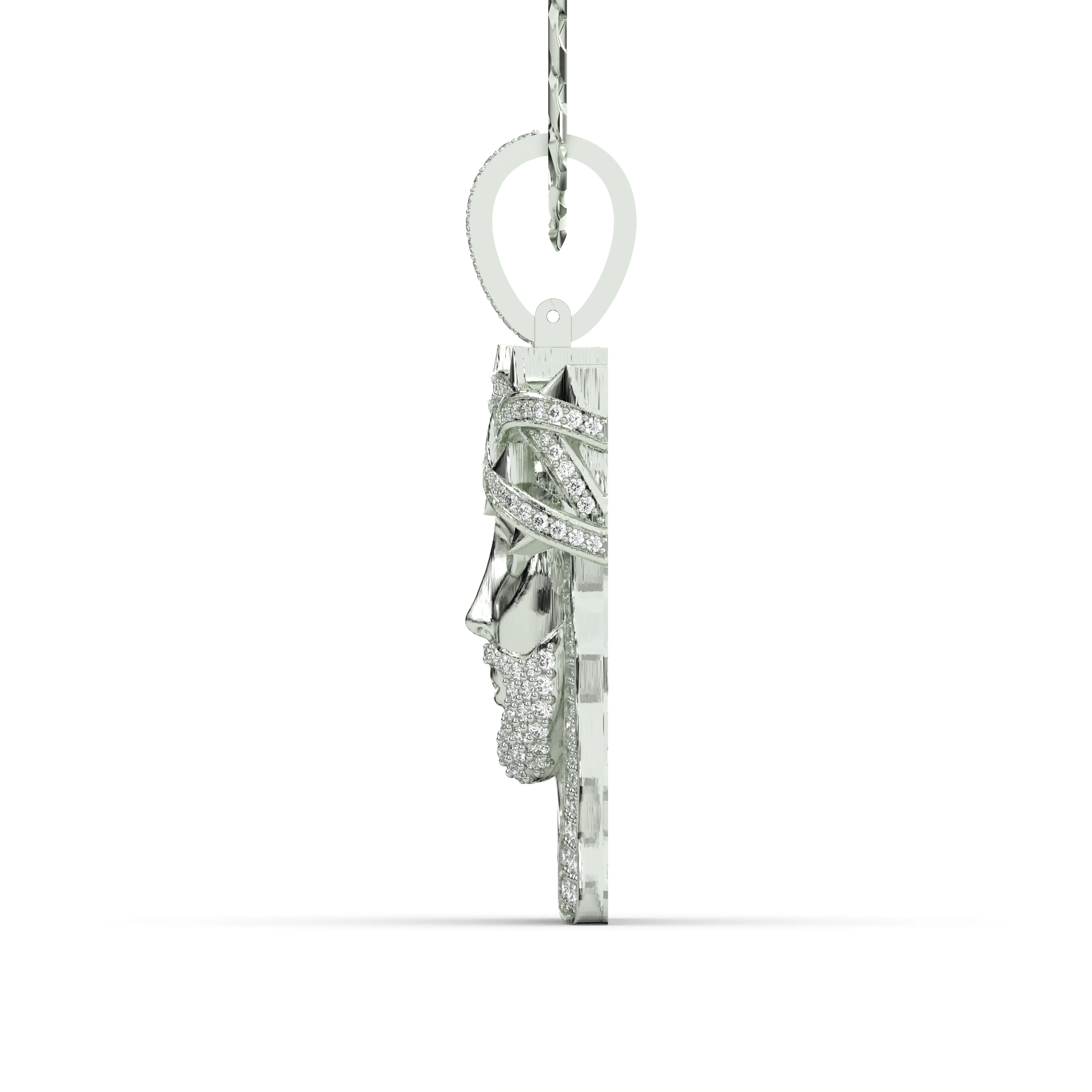 Men's White Gold VVS Lab Grown Diamond Customizable Jesus Necklace Pendant - Image 3
