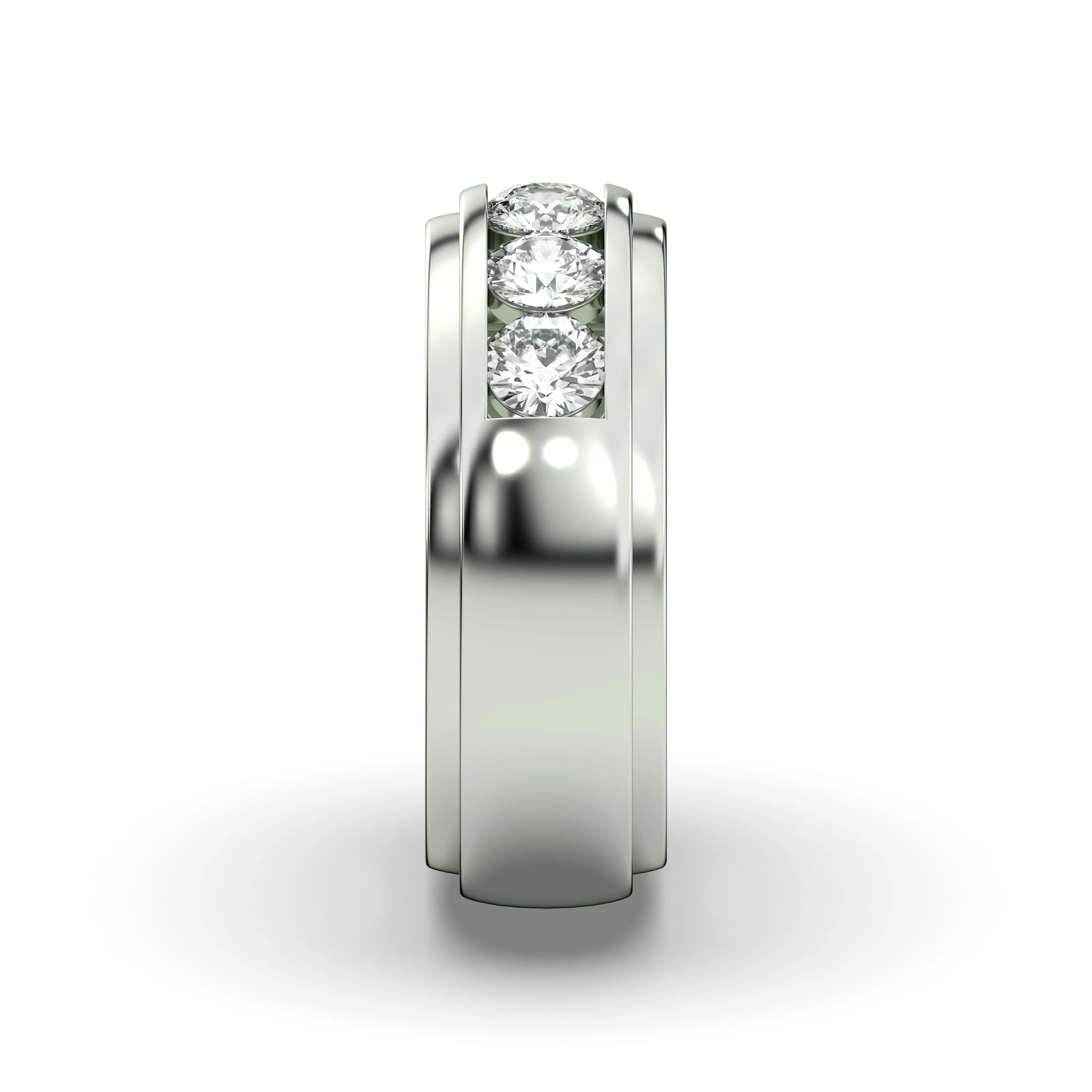 Men's Jewelry - Men's VVS Lab Diamond 5 Stone Wedding Band | White Gold - Image 3