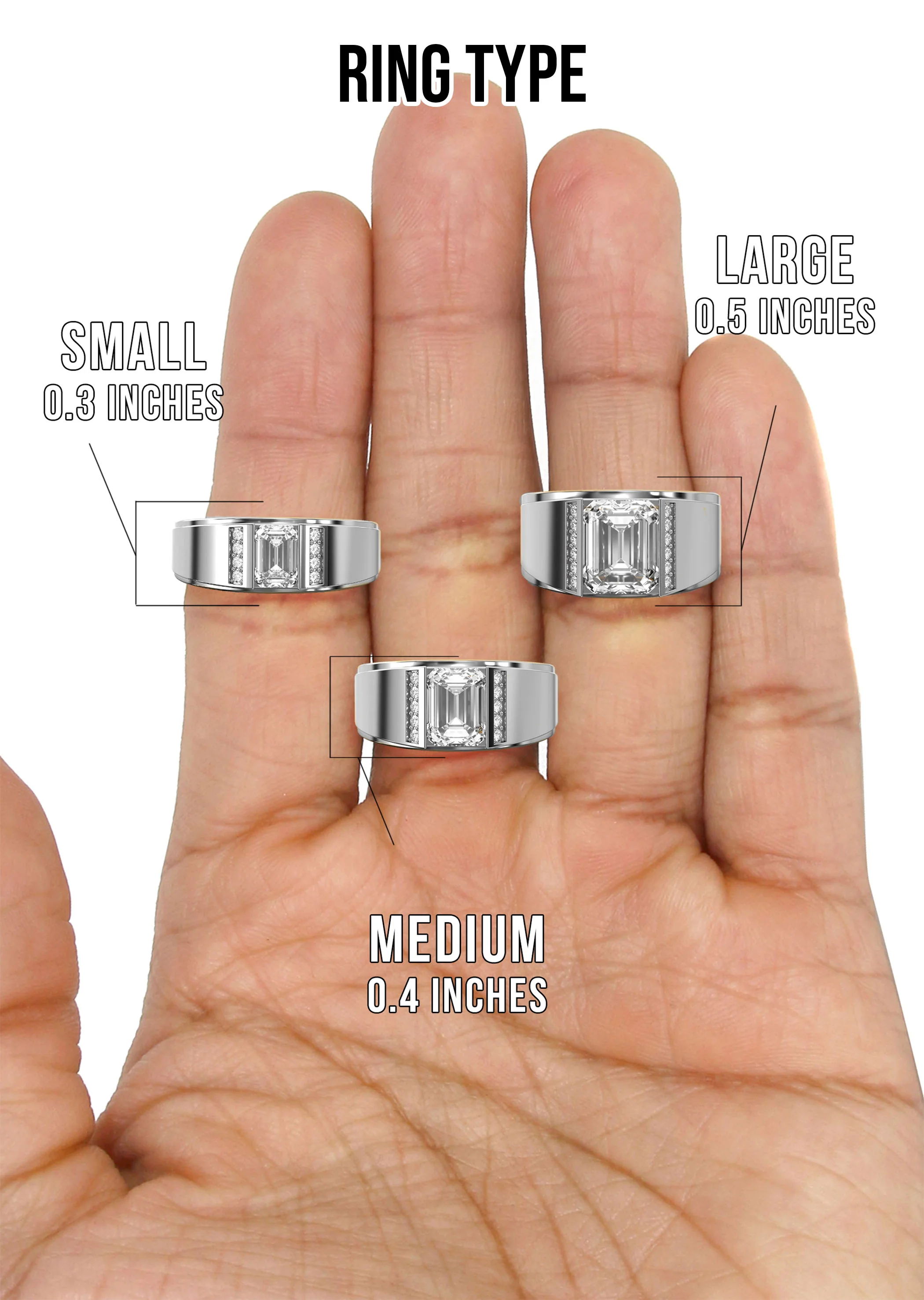 Men's Jewelry - Men's VVS Lab Diamond Emerald Cut Engagement Ring | White Gold - Image 5
