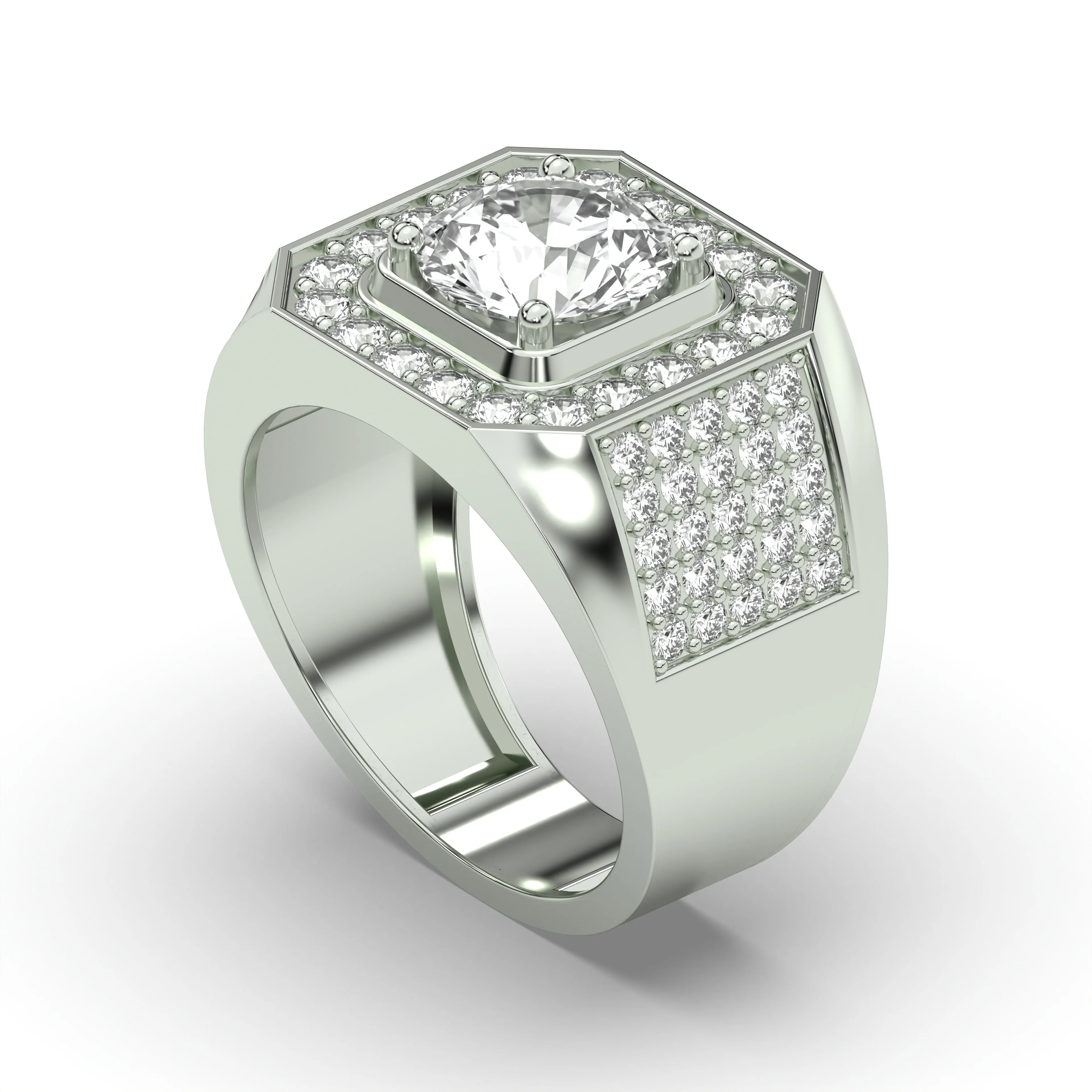 Men's Jewelry - Men's VVS Lab Diamond Ring | Round Brilliant Cut Halo - Image 4
