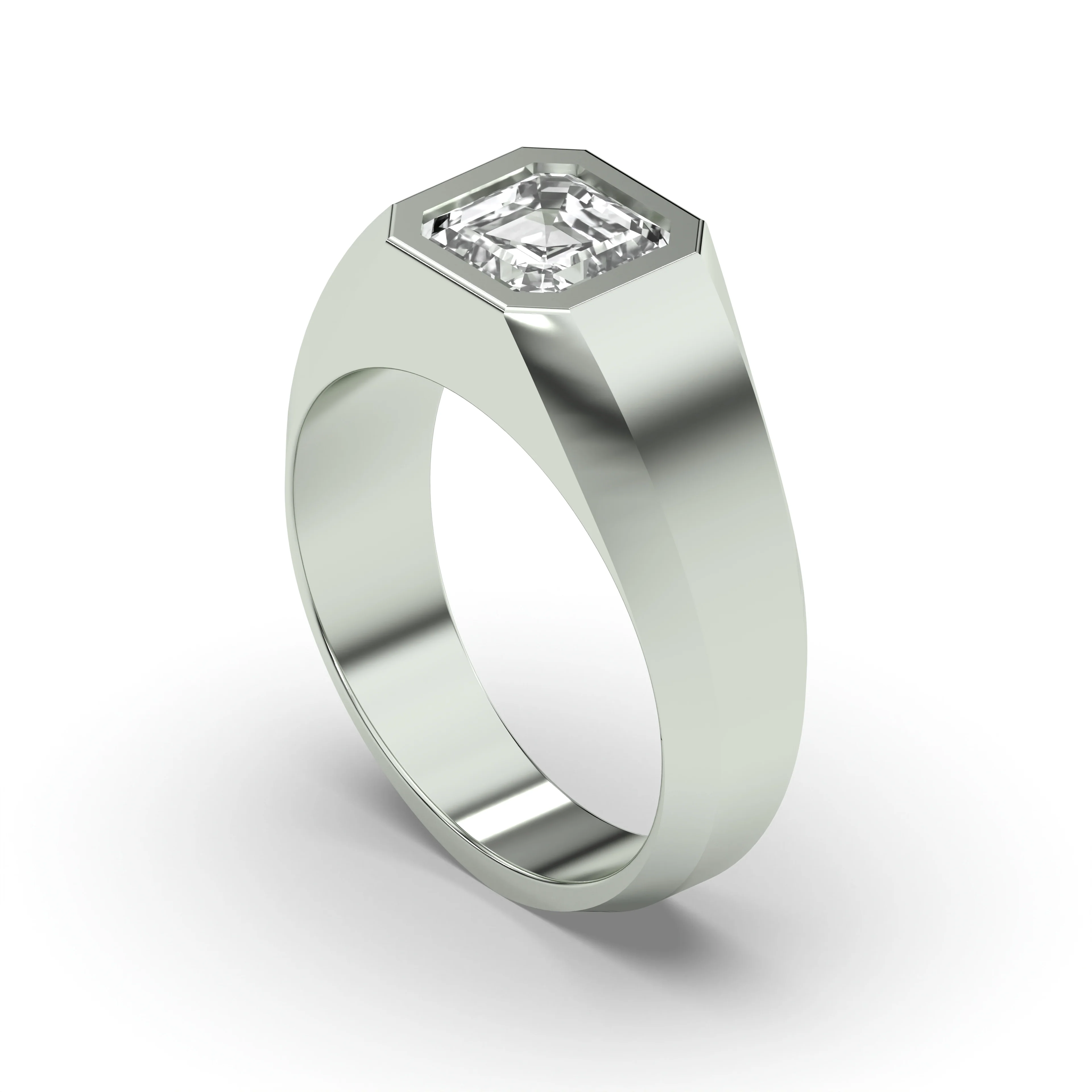 Men's Jewelry - Men's VVS Lab Diamond Asher Cut Solitaire Engagement Ring | White Gold - Image 4