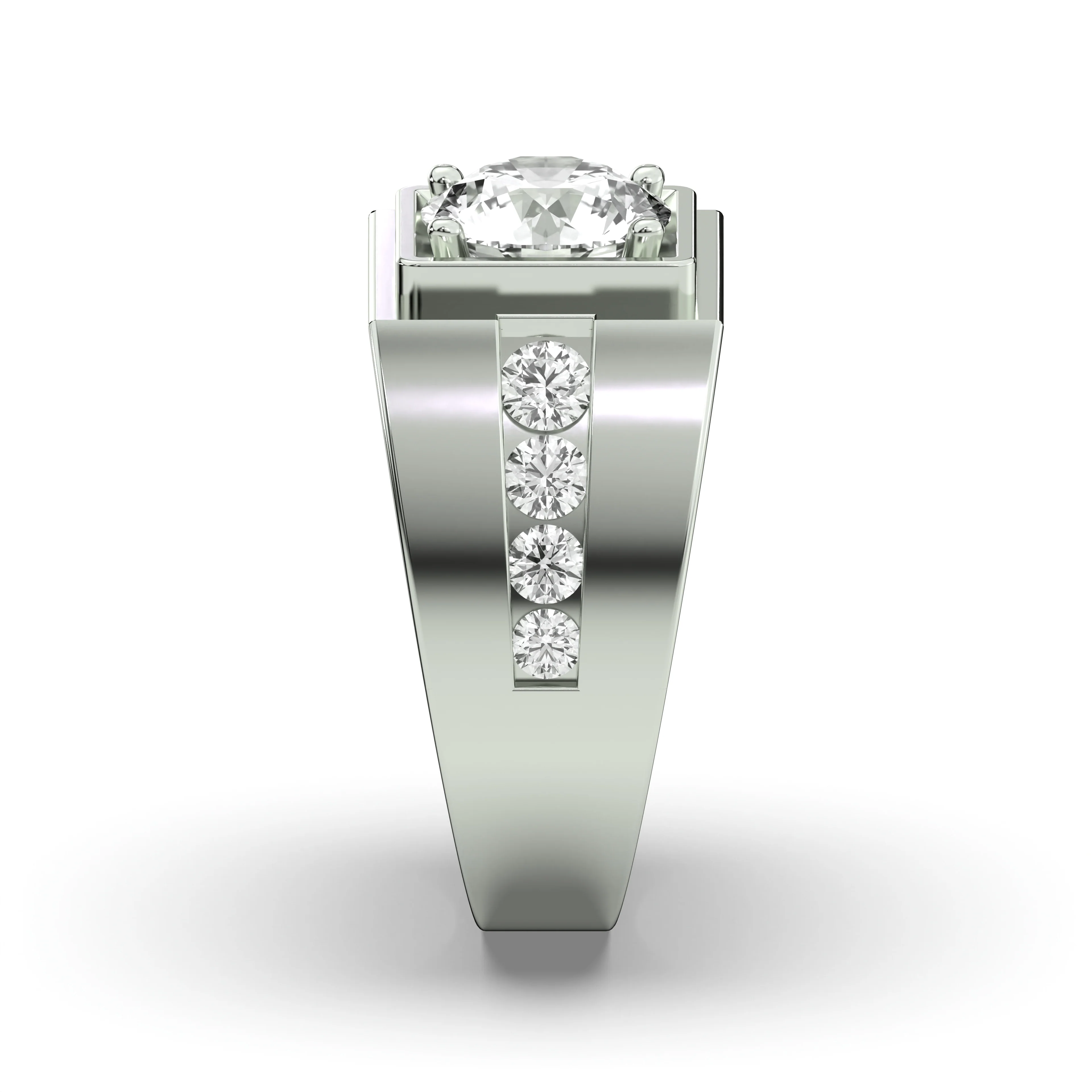 Men's Jewelry - Men's VVS Lab Diamond Round Engagement Ring | White Gold - Image 3