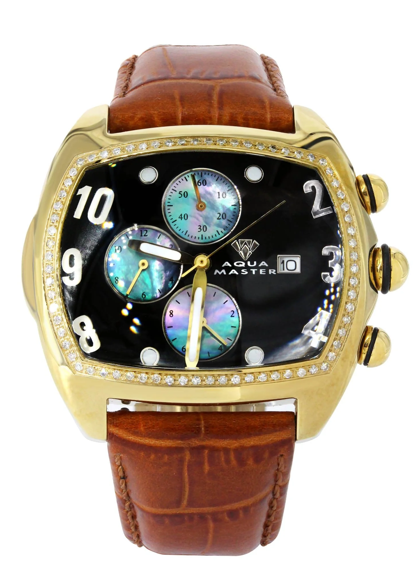 Mens Yellow Gold Tone Diamond Watch | Appx. 1 Carats