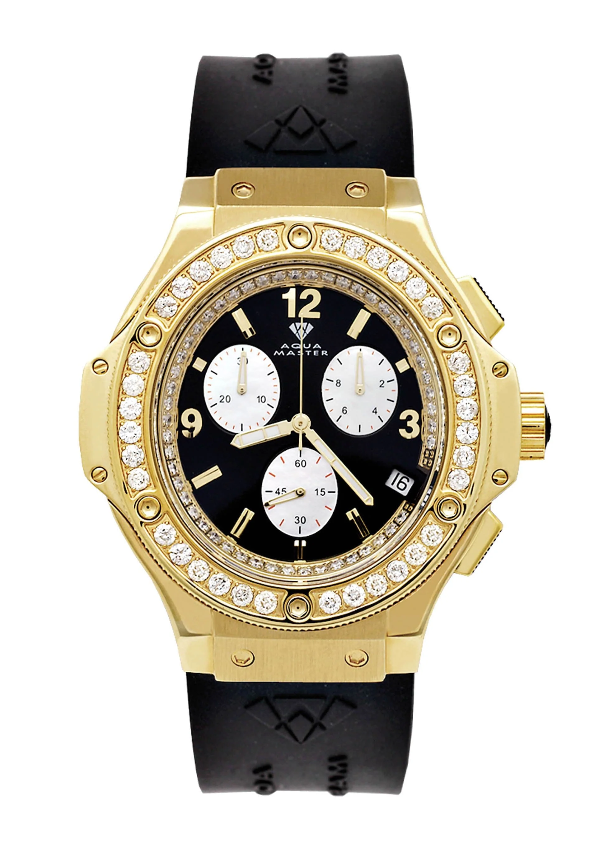 Mens Yellow Gold Tone Diamond Watch | Appx. 4 Carats