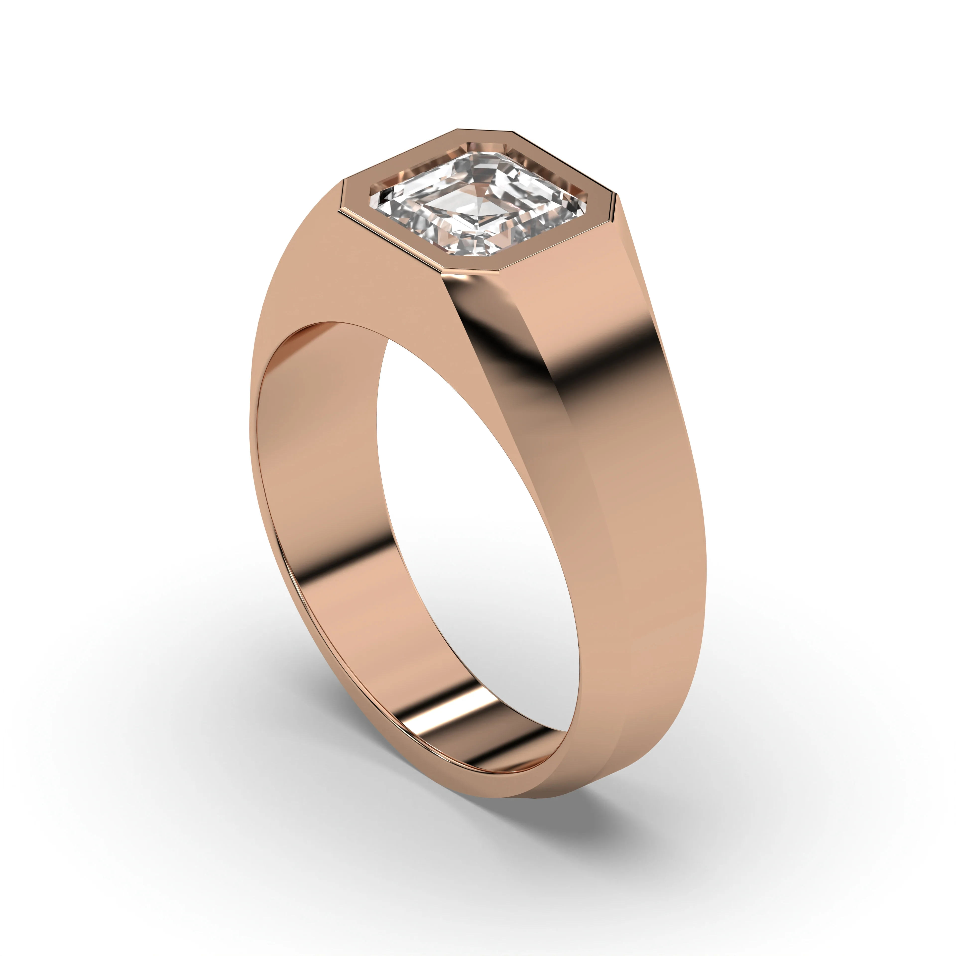 Men's Jewelry - Men's VVS Lab Diamond Princess Cut Solitaire Engagement Ring | Rose Gold - Image 4
