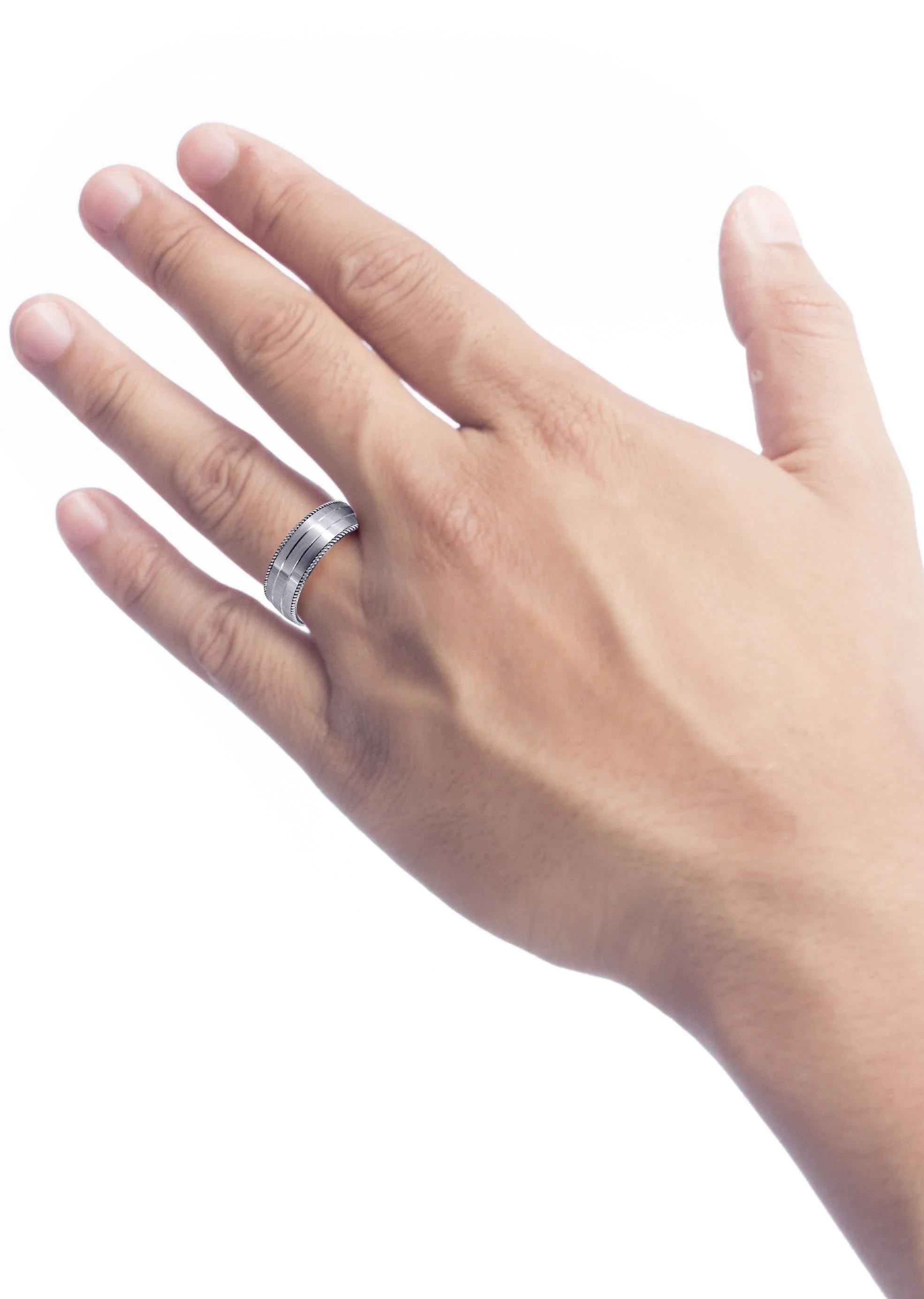 Modern Mens Wedding Band | Satin / High Polish Finish (Kaleb) - Image 4