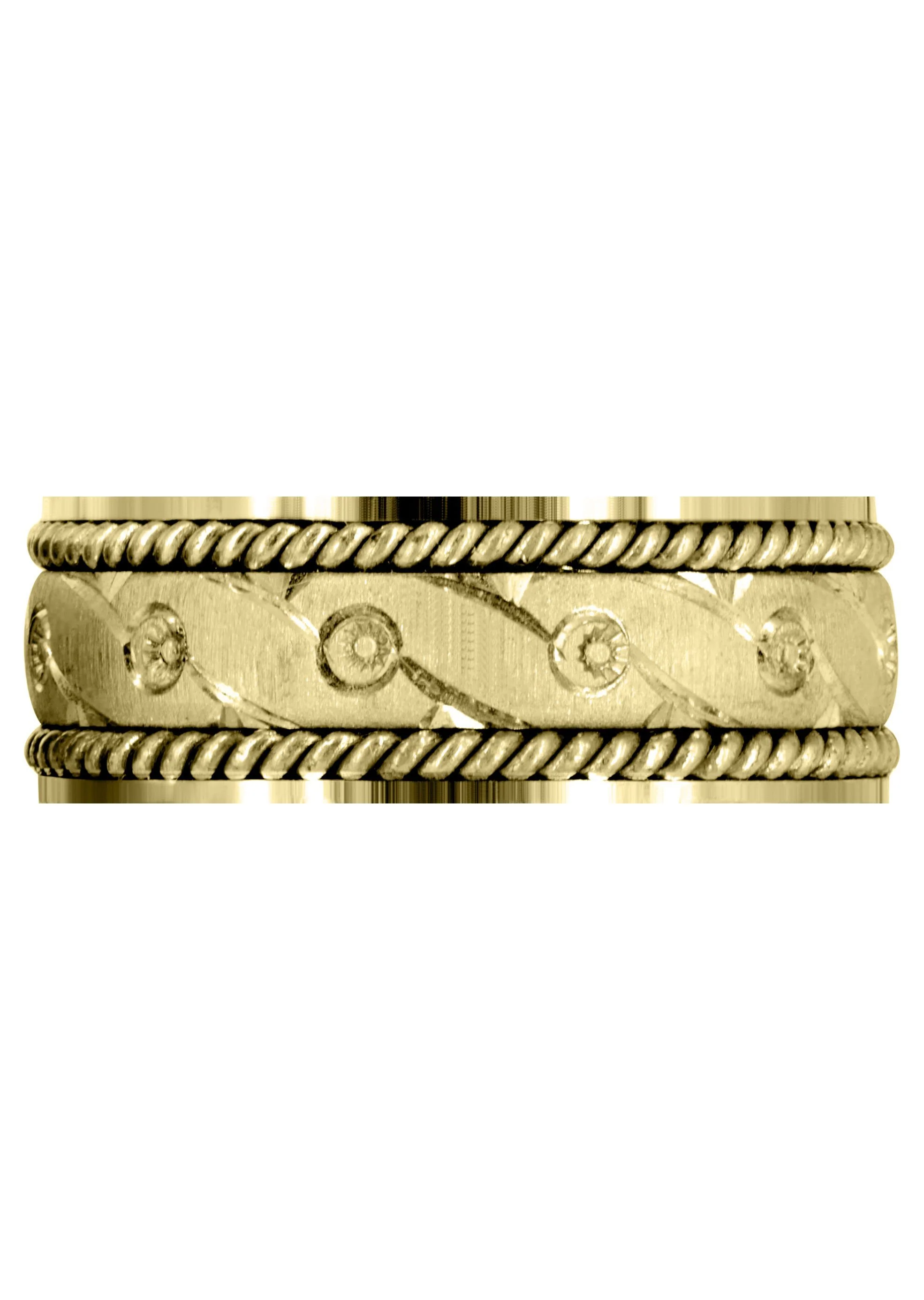 Yellow Gold Modern Mens Wedding Band | Cross Satin Finish (Beckett) - Image 2