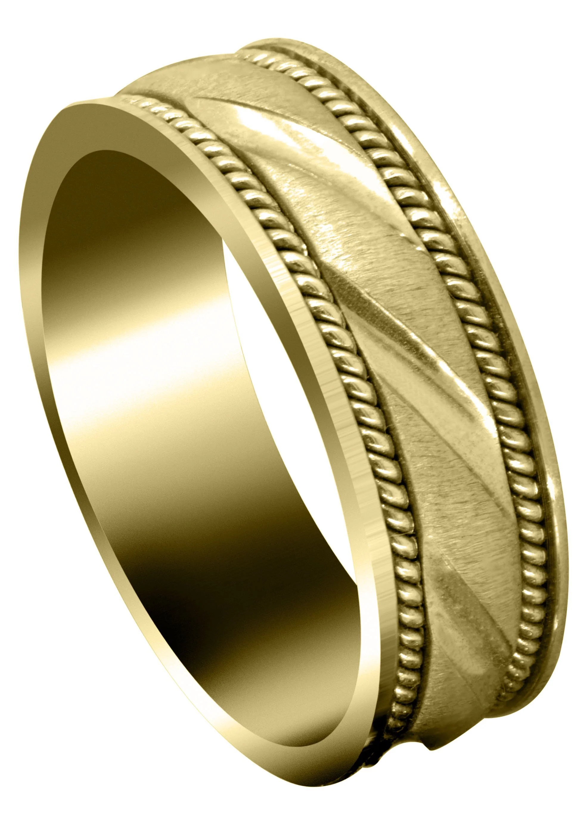 Yellow Gold Modern Mens Wedding Band | Cross Satin Finish (Harrison)