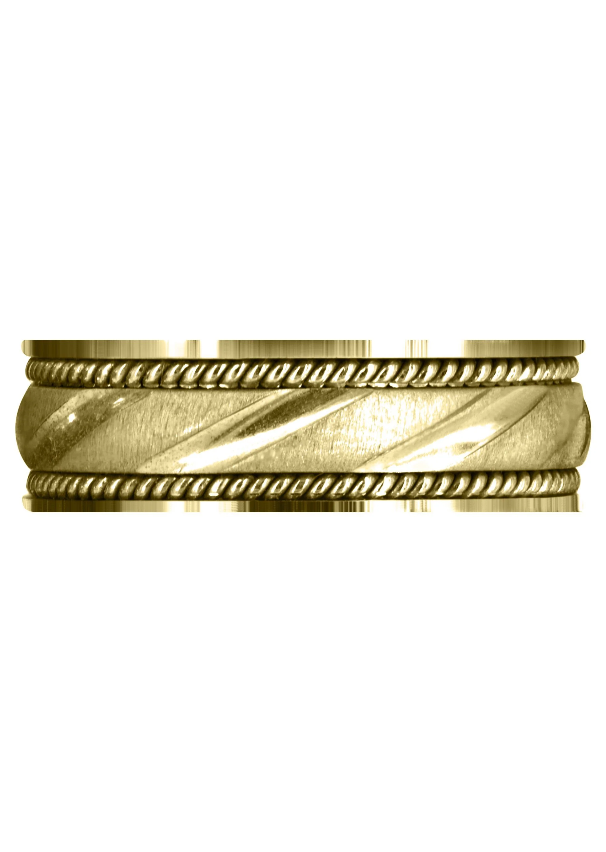 Yellow Gold Modern Mens Wedding Band | Cross Satin Finish (Harrison) - Image 2
