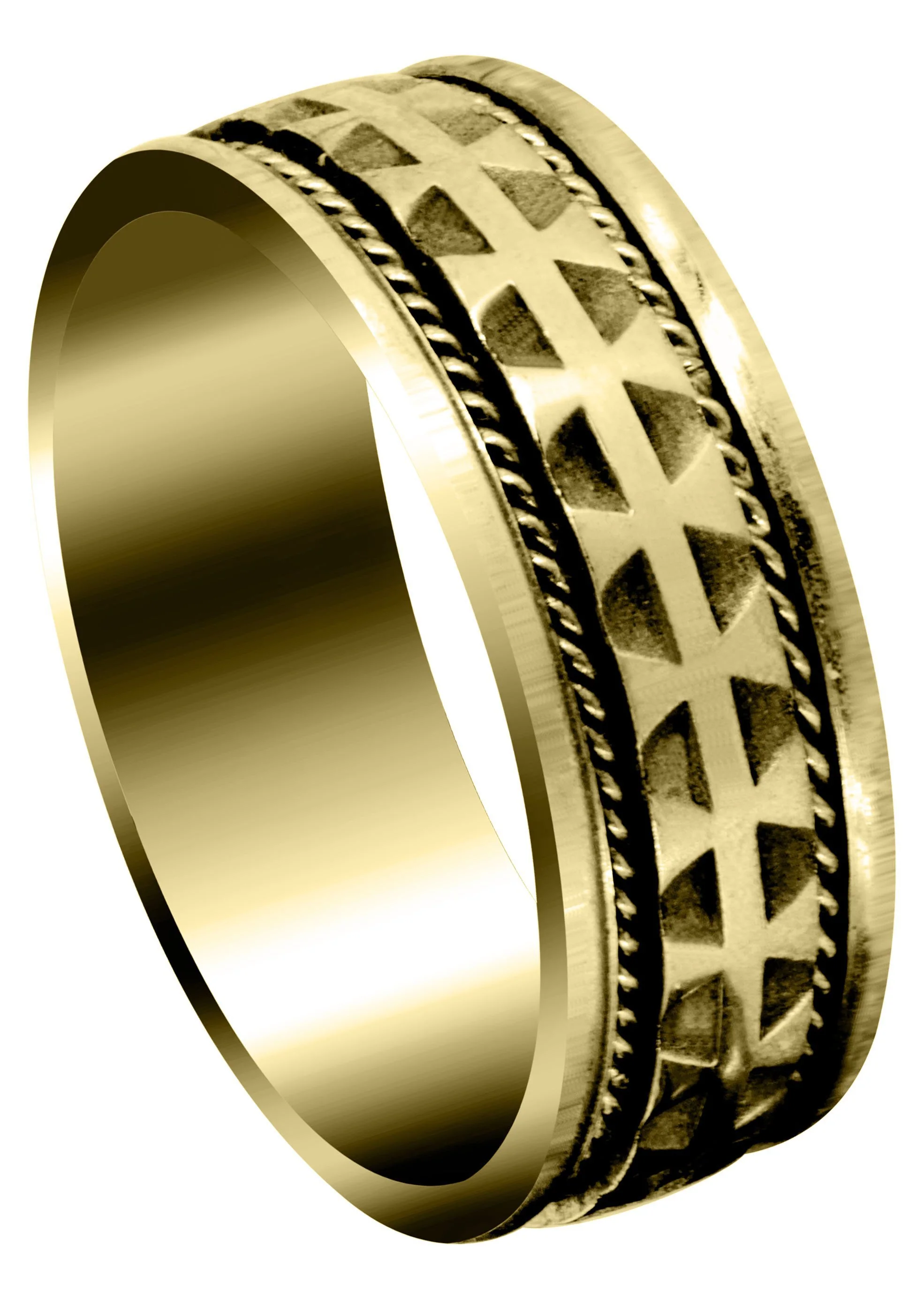 Yellow Gold Modern Mens Wedding Band | High Polish Finish (Carlos)