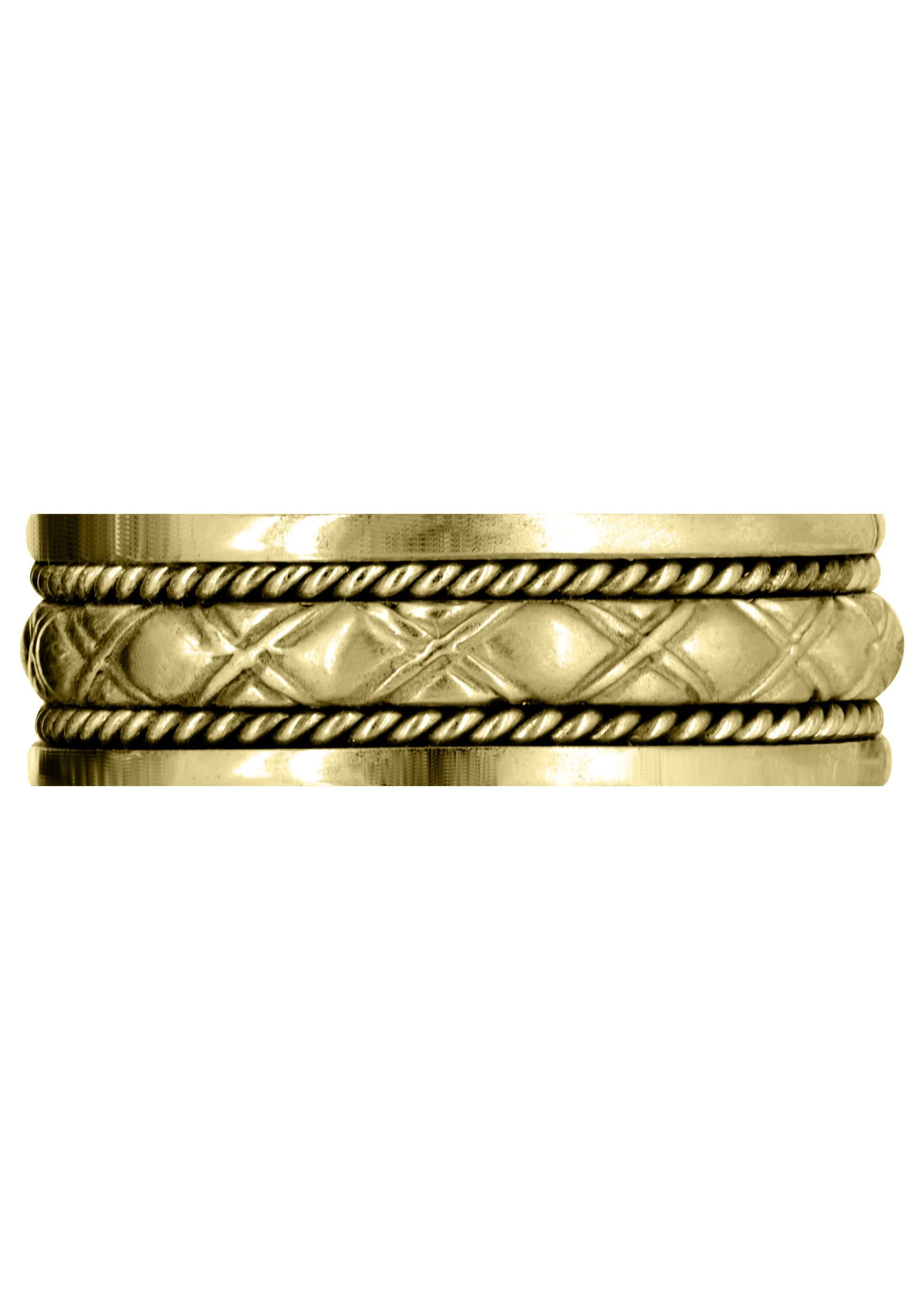 Yellow Gold Modern Mens Wedding Band | Sand Blast / High Polish Finish (Elliott) - Image 2