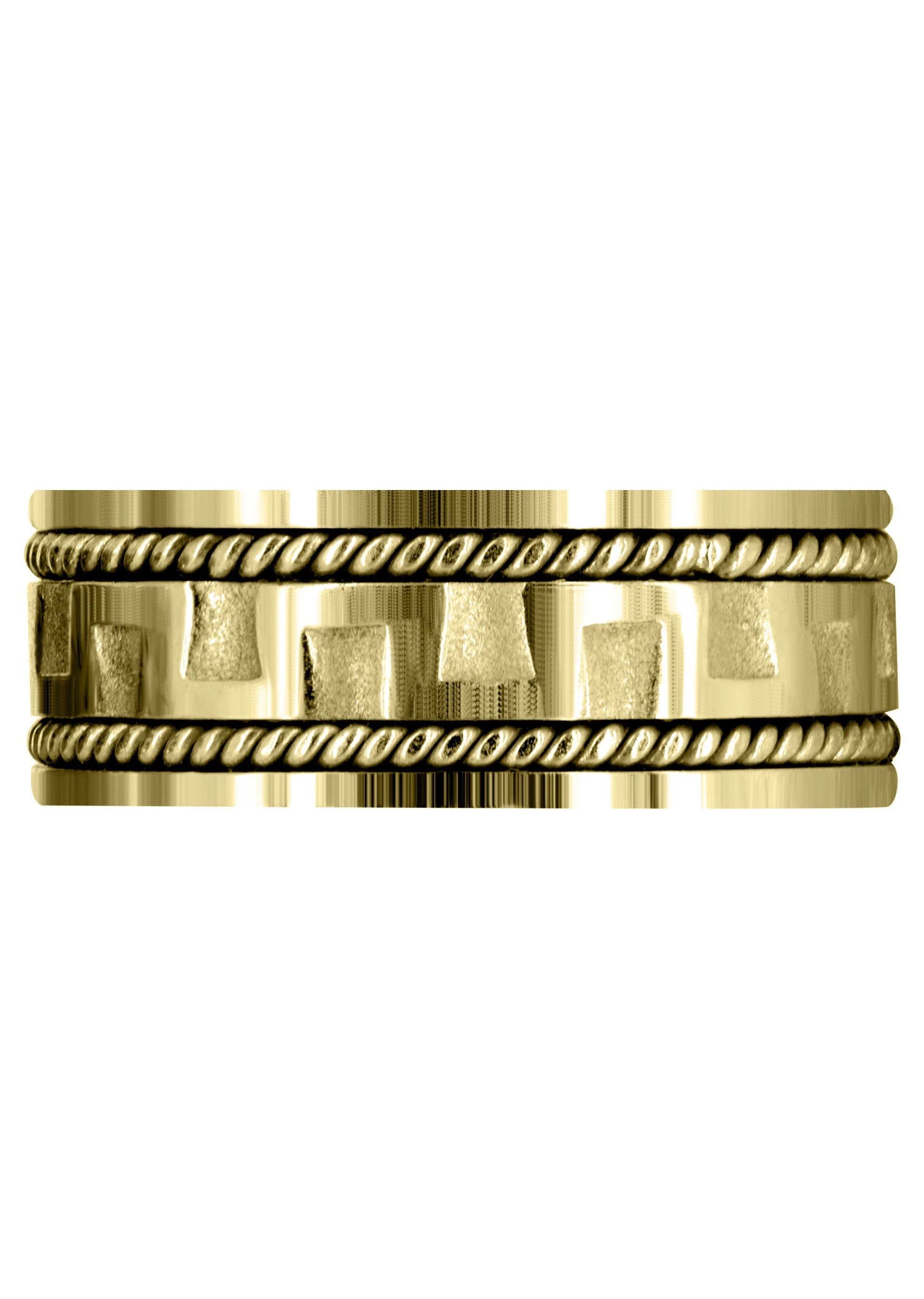 Yellow Gold Modern Mens Wedding Band | Sand Blast / High Polish Finish (Joel) - Image 2
