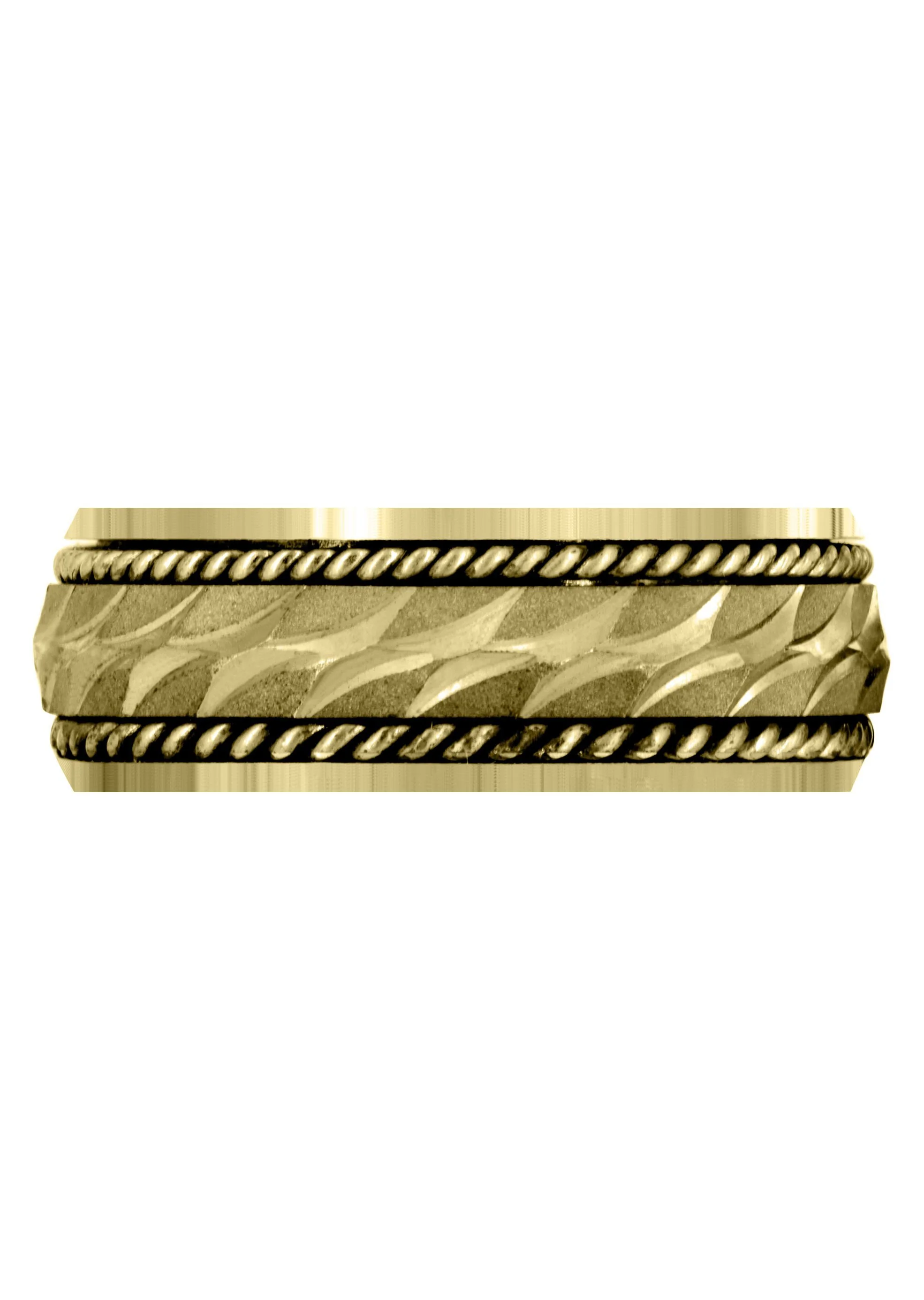 Yellow Gold Modern Mens Wedding Band | Sand Blast / High Polish Finish (Luca) - Image 2