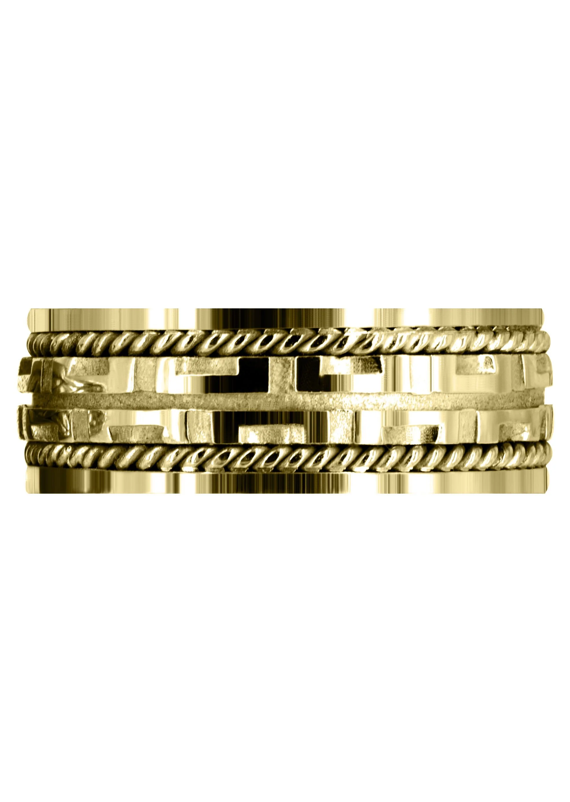 Yellow Gold Modern Unique Mens Wedding Band | Sand Blast / High Polish Finish (Steven) - Image 2