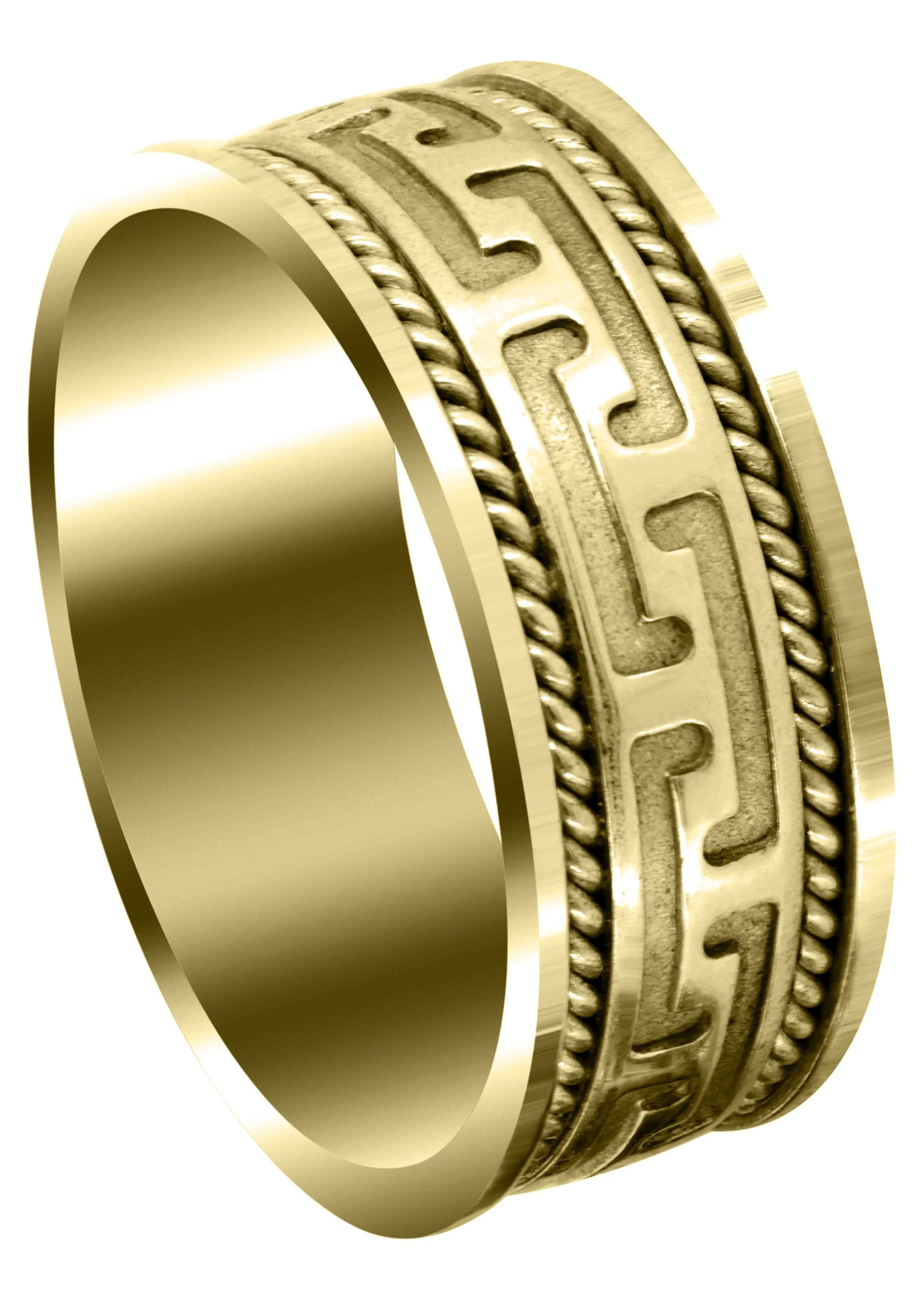 Yellow Gold Modern Mens Wedding Band | Sand Blast / High Polish Finish (Jayce)