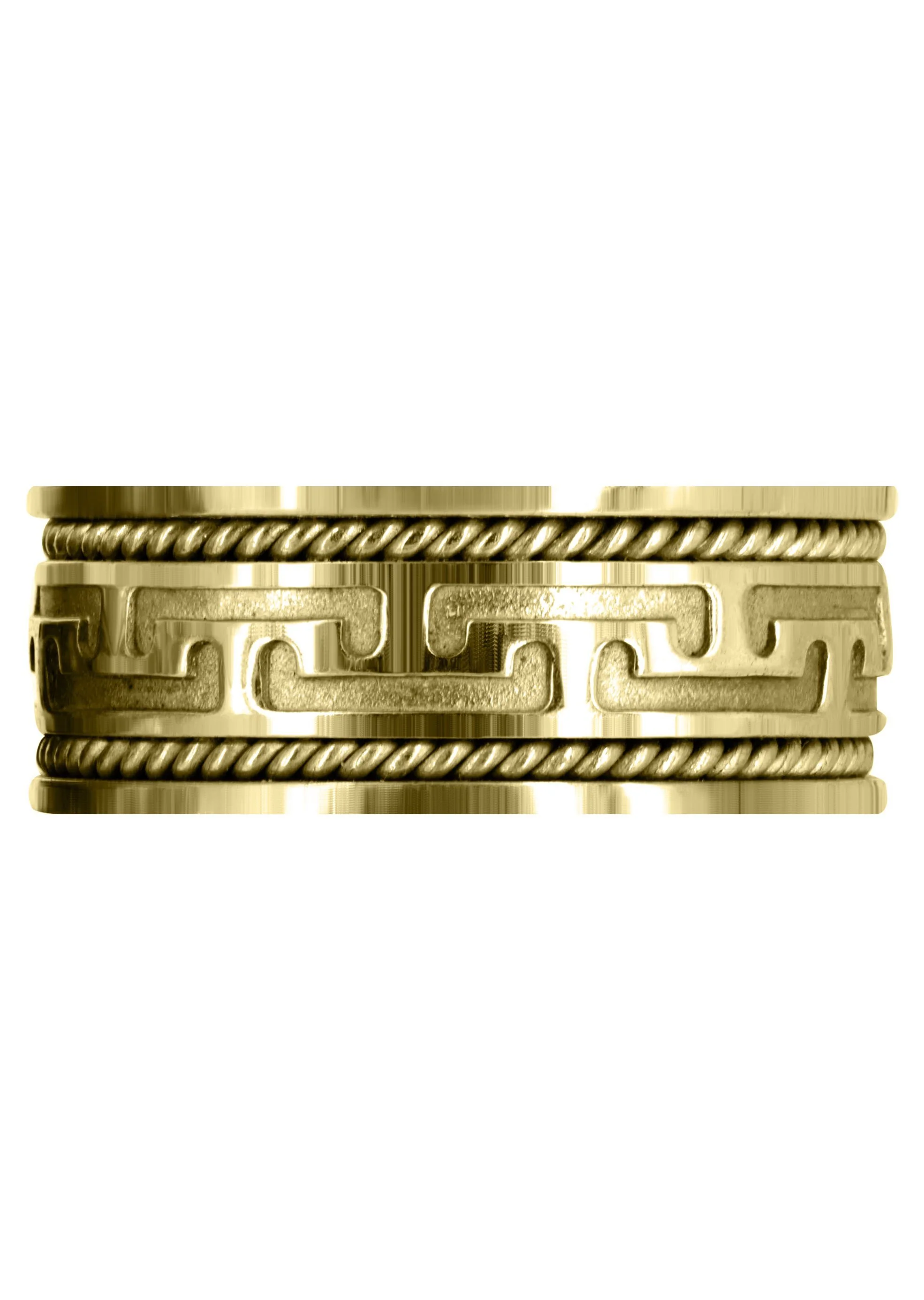 Yellow Gold Modern Mens Wedding Band | Sand Blast / High Polish Finish (Jayce) - Image 2