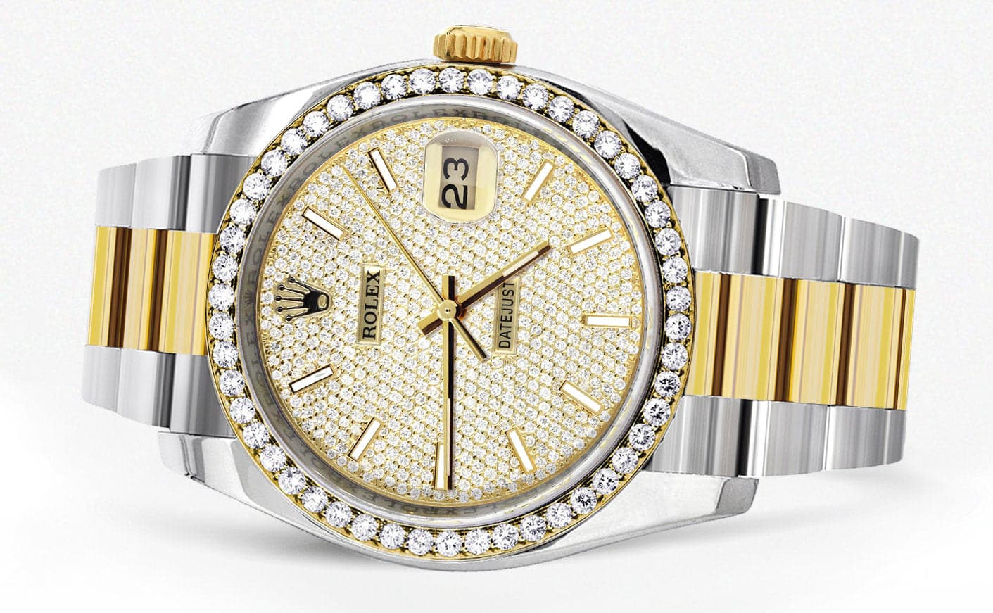 116233 | Diamond Gold Rolex Watch For Men | 36MM | Diamond Dial | Oyster Band - Image 3