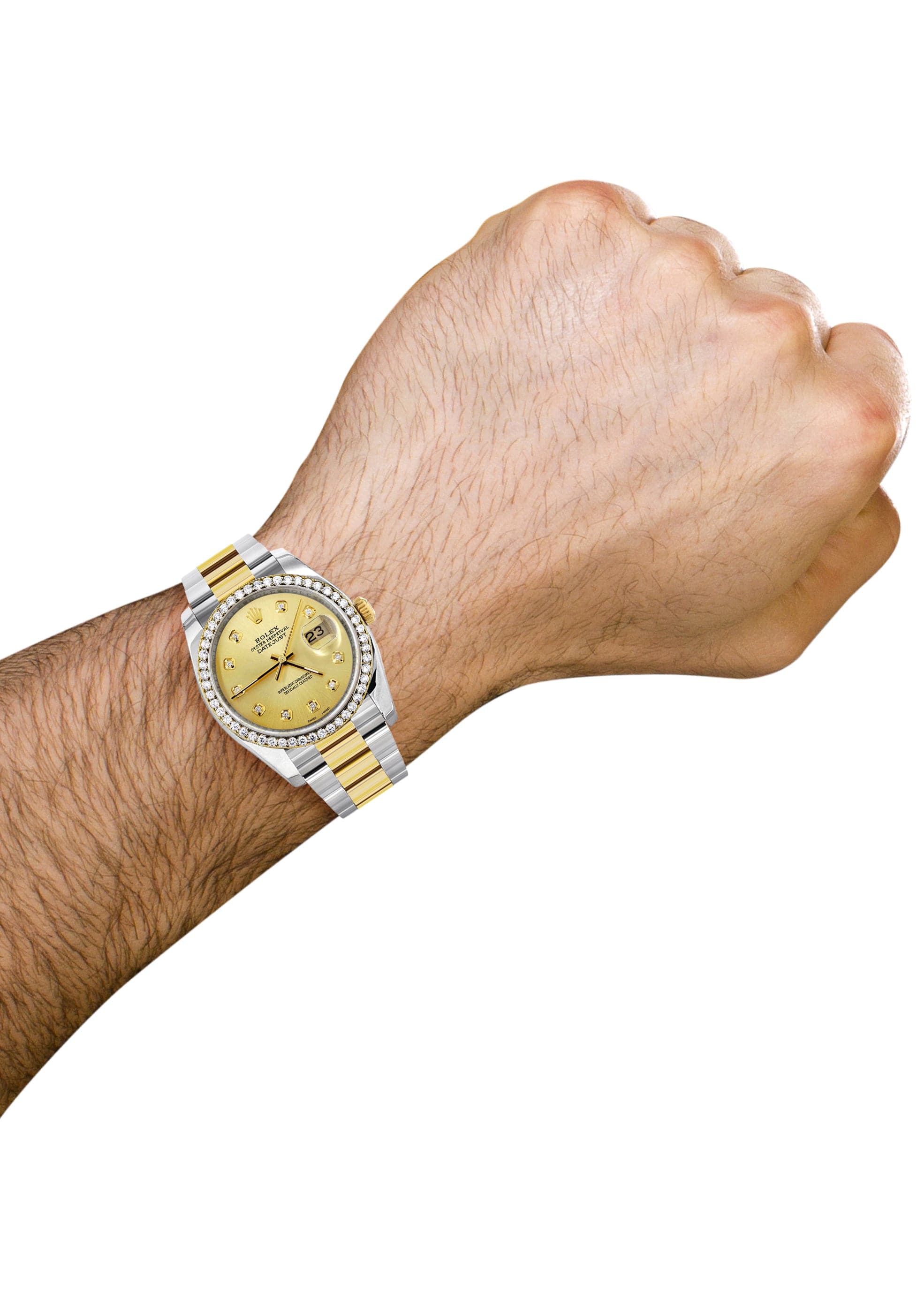 116233 | Diamond Gold Rolex Watch For Men | 36Mm | Gold Dial | Oyster Band - Image 3