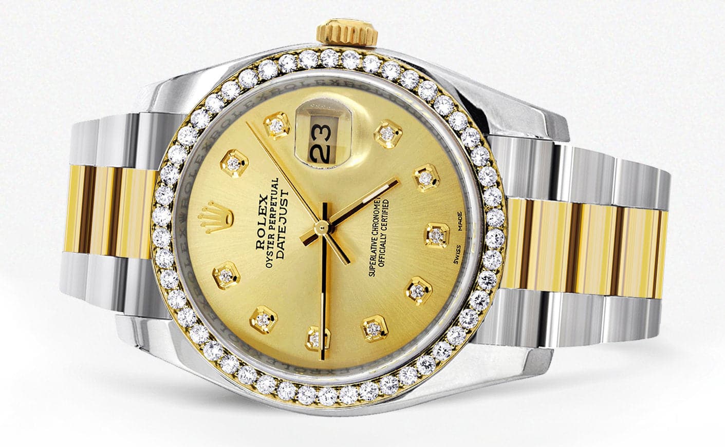 116233 | Diamond Gold Rolex Watch For Men | 36Mm | Gold Dial | Oyster Band - Image 4