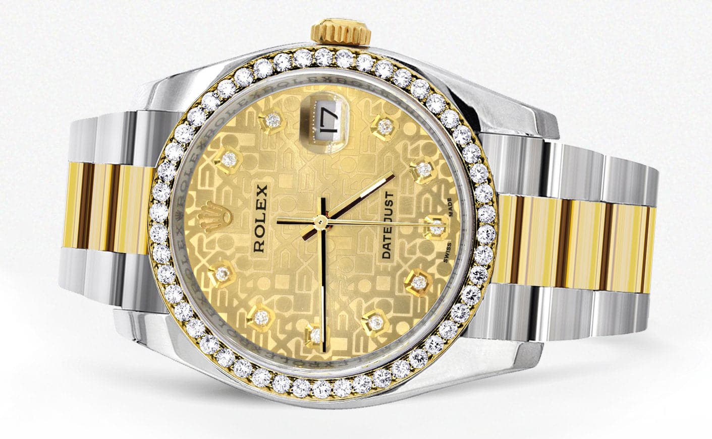 116233 | Diamond Gold Rolex Watch For Men | 36Mm | Gold Texture Dial | Oyster Band - Image 4