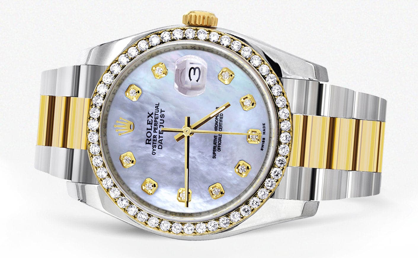 116233 | Diamond Gold Rolex Watch For Men | 36Mm | Mother Of Pearl Dial | Oyster Band - Image 4