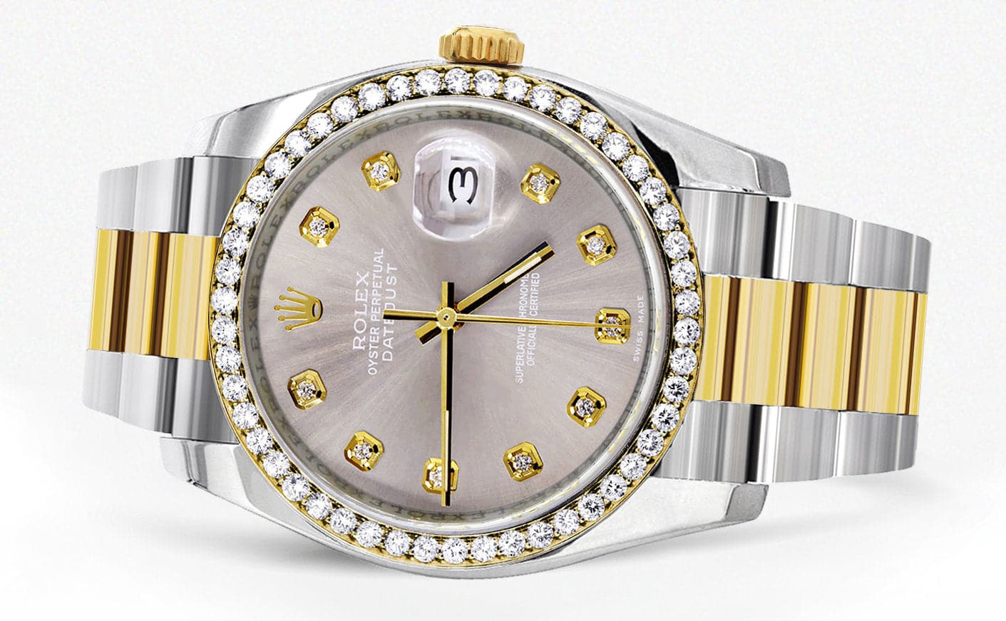 116233 | Diamond Gold Rolex Watch For Men | 36Mm | Gray Dial | Oyster Band - Image 4