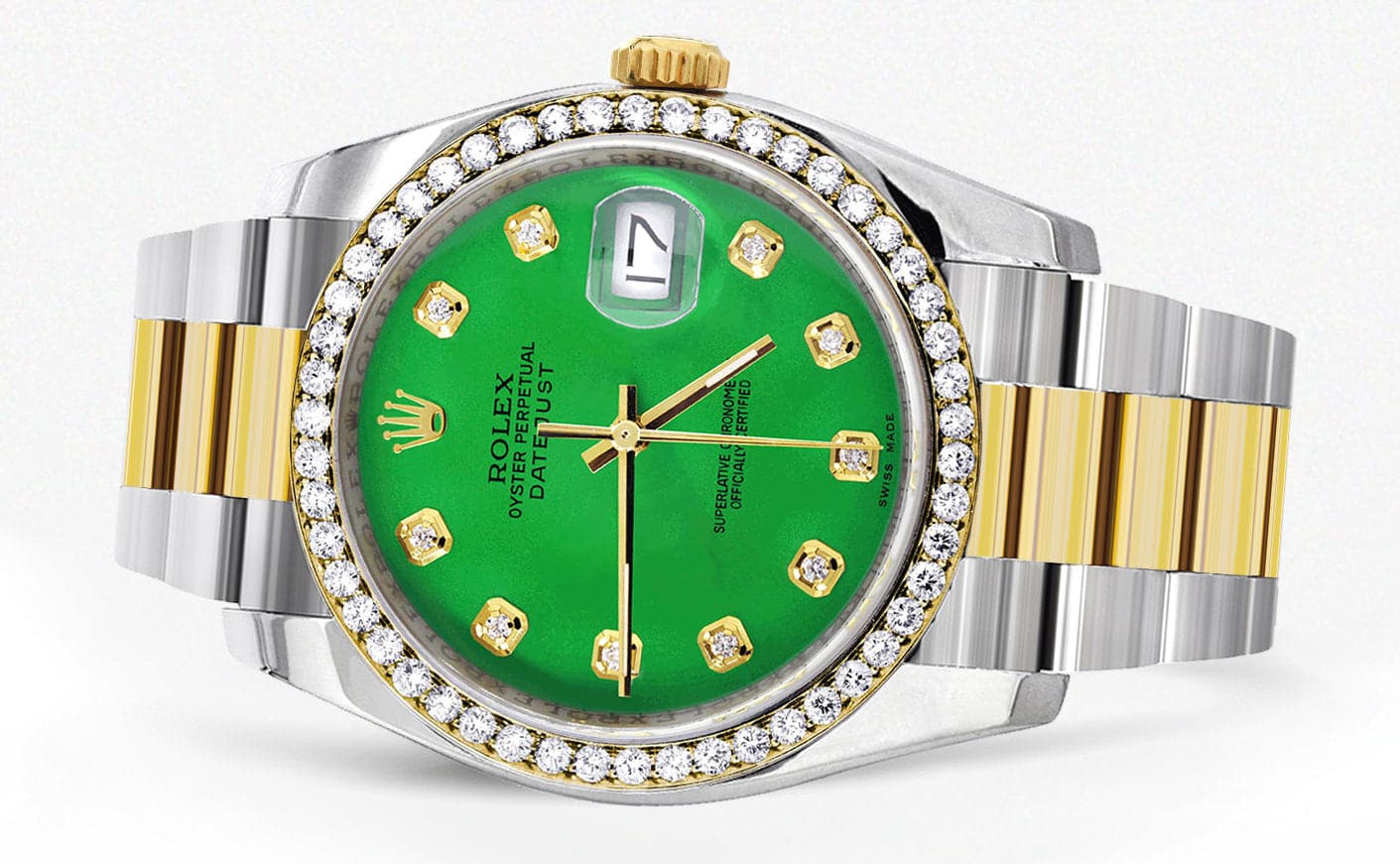 116233 | Diamond Gold Rolex Watch For Men | 36Mm | Green Dial | Oyster Band - Image 4
