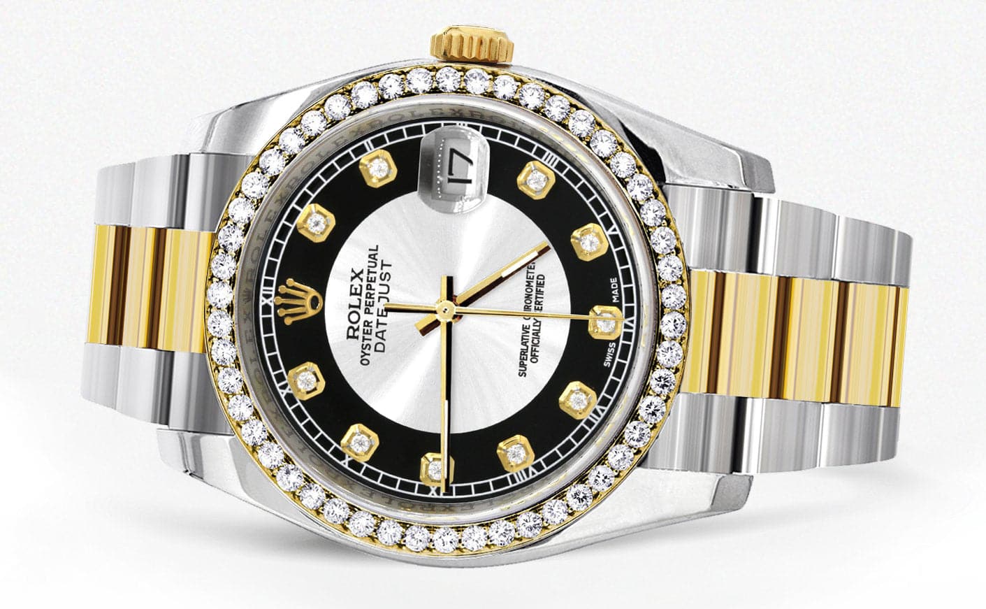 116233 | Diamond Gold Rolex Watch For Men | 36Mm | Tuxedo Dial | Oyster Band - Image 4