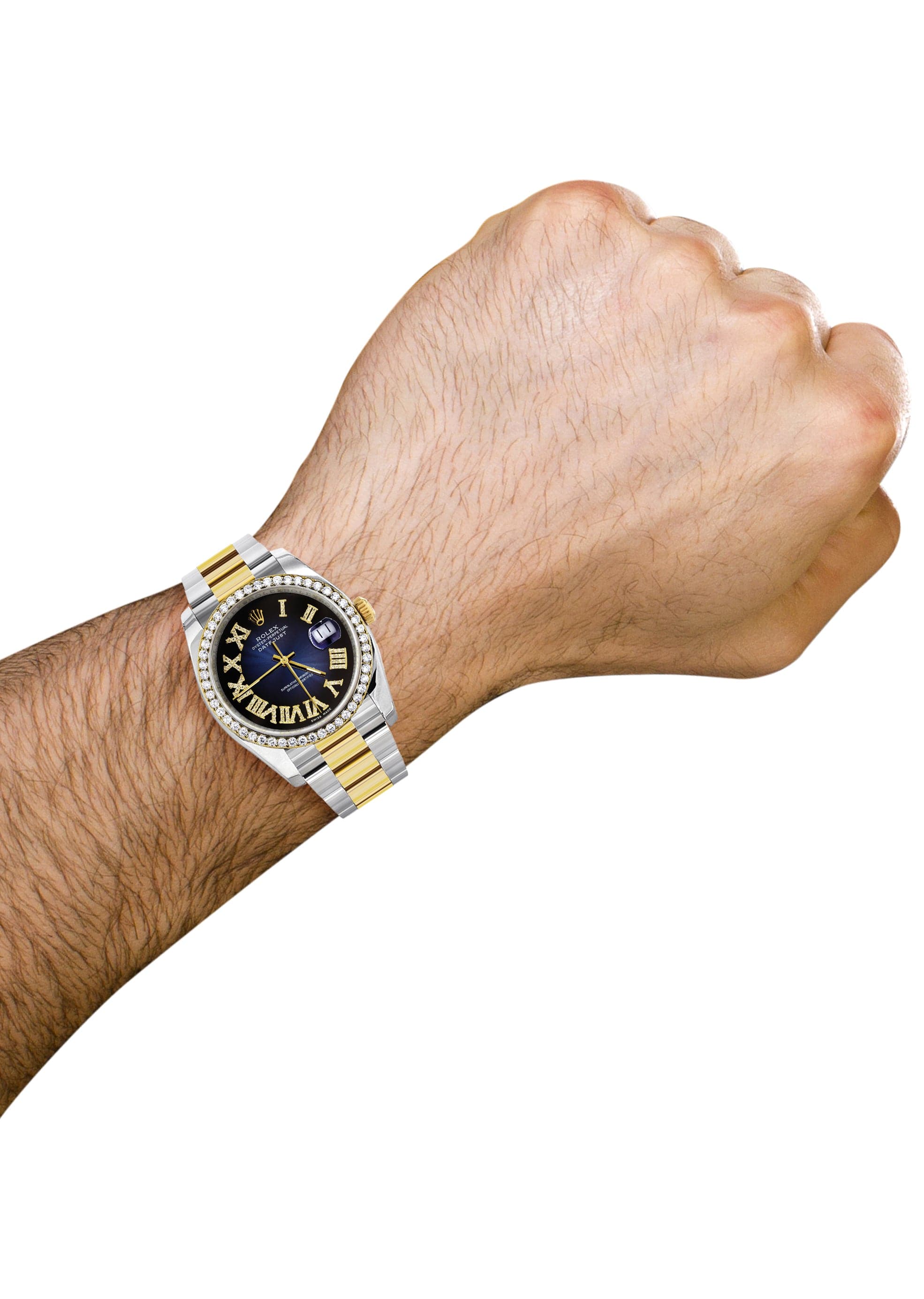 116233 | Gold & Steel Rolex Datejust Watch | 36Mm | Blue Black Roman Diamond Dial | Oyster Band - Image 2