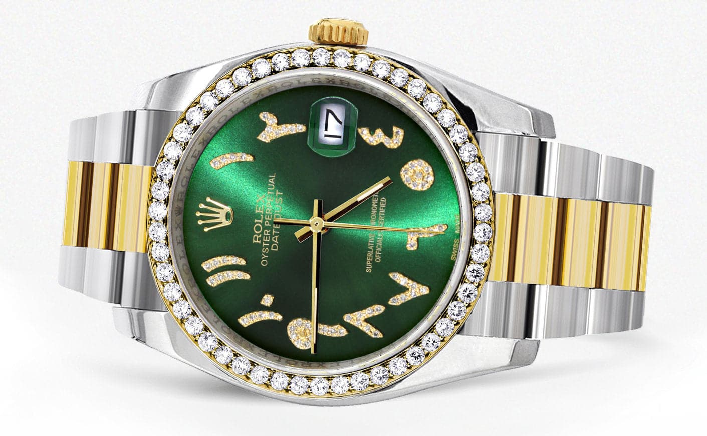 116233 | Gold & Steel Rolex Datejust Watch | 36Mm | Green Arabic Diamond Dial | Oyster Band - Image 4