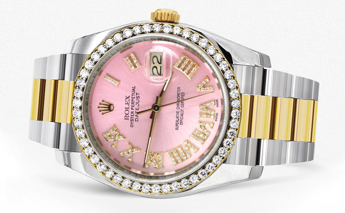 116233 | Gold & Steel Rolex Datejust Watch | 36Mm | Pink Roman Diamond Dial | Oyster Band - Image 4