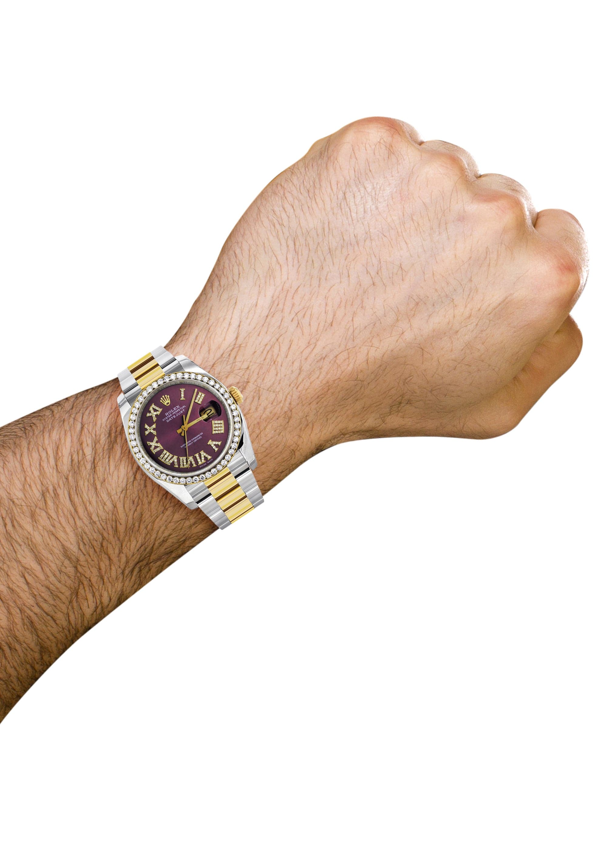 116233 | Gold & Steel Rolex Datejust Watch | 36Mm | Purple Roman Diamond Dial | Oyster Band - Image 2