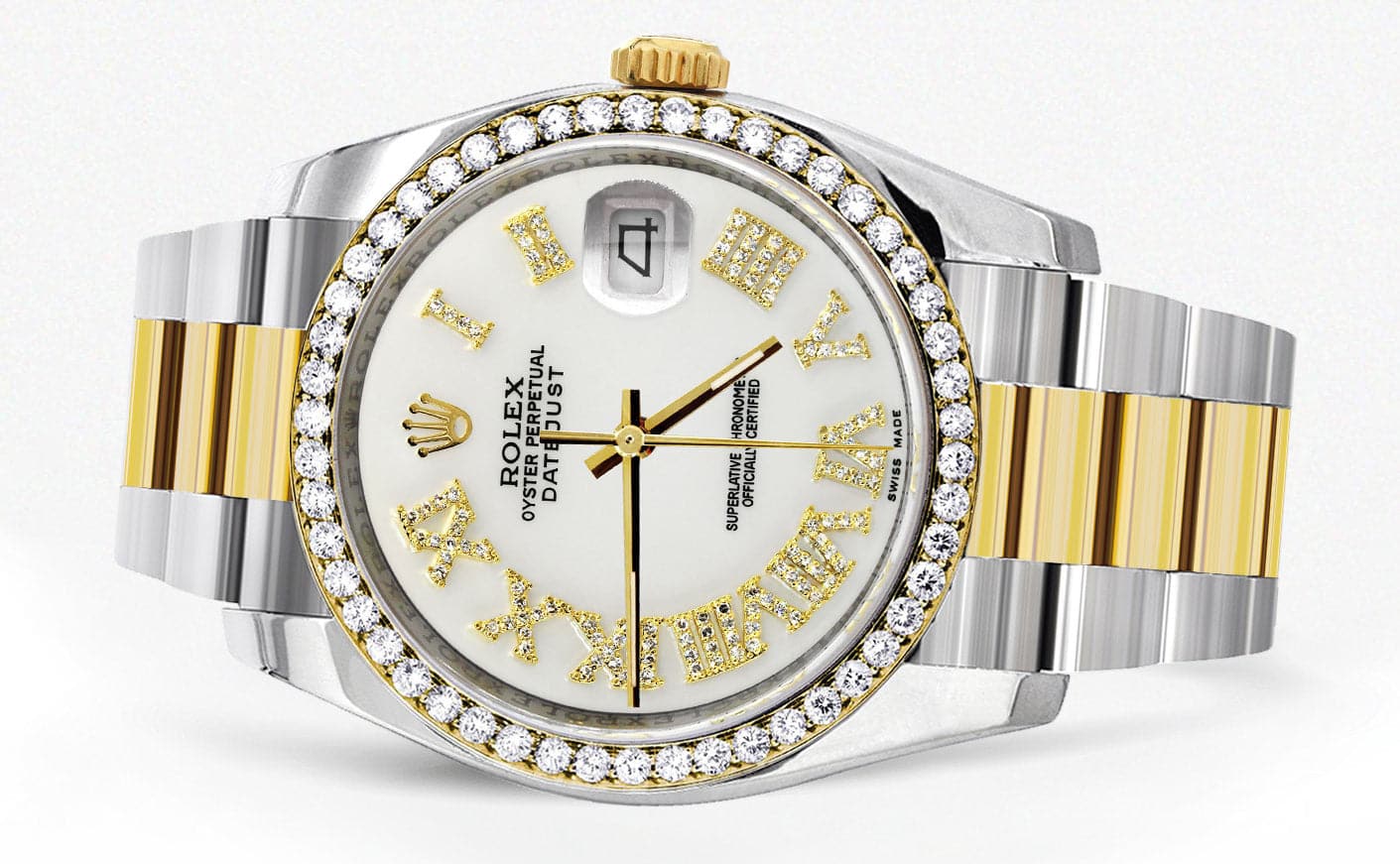116233 | Gold & Steel Rolex Datejust Watch | 36Mm | White Roman Diamond Dial | Oyster Band - Image 4