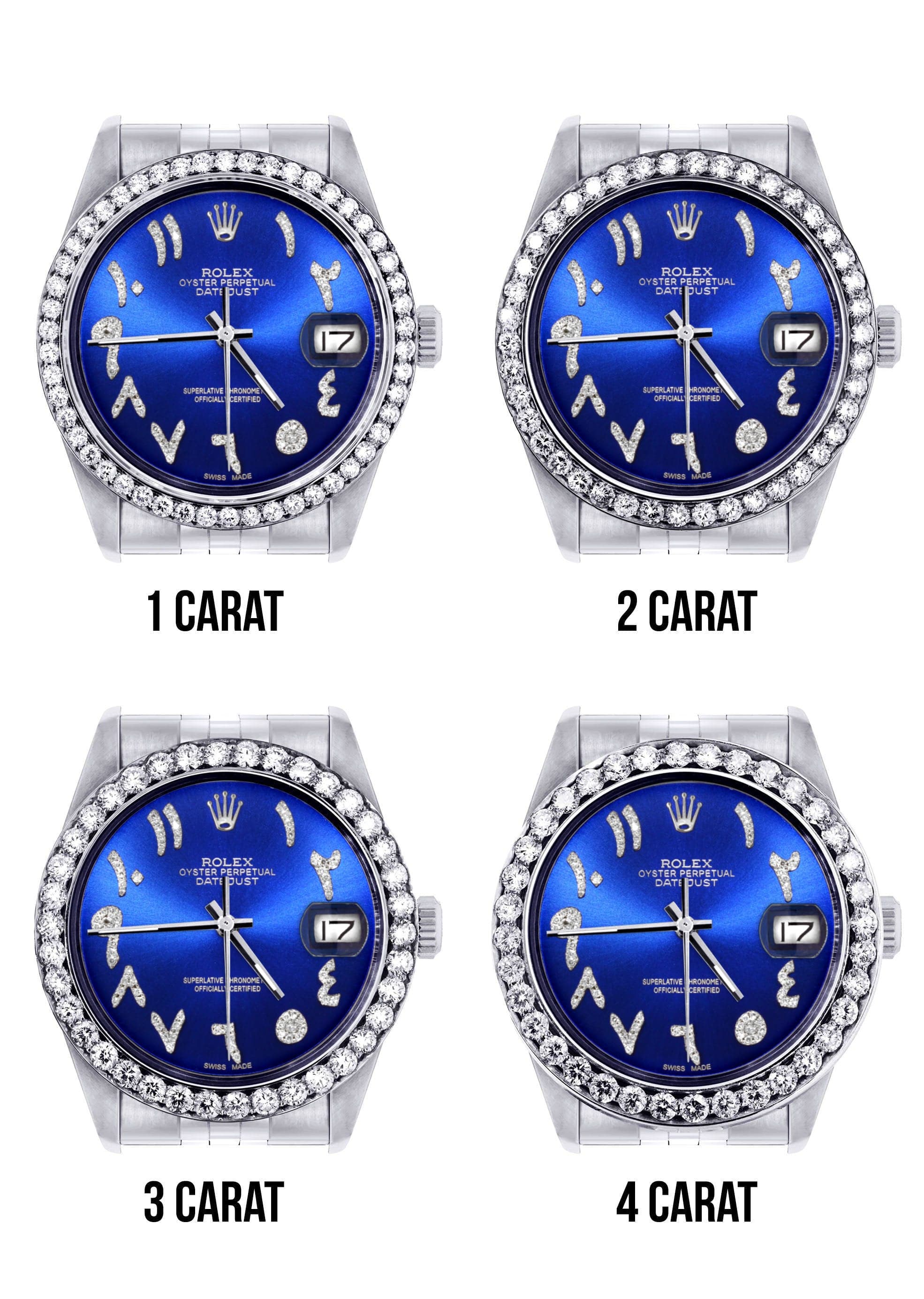 116200 | Hidden Clasp | Diamond Rolex Datejust Watch | 36Mm | Royal Blue Arabic Diamond Dial | Jubilee Band - Image 6