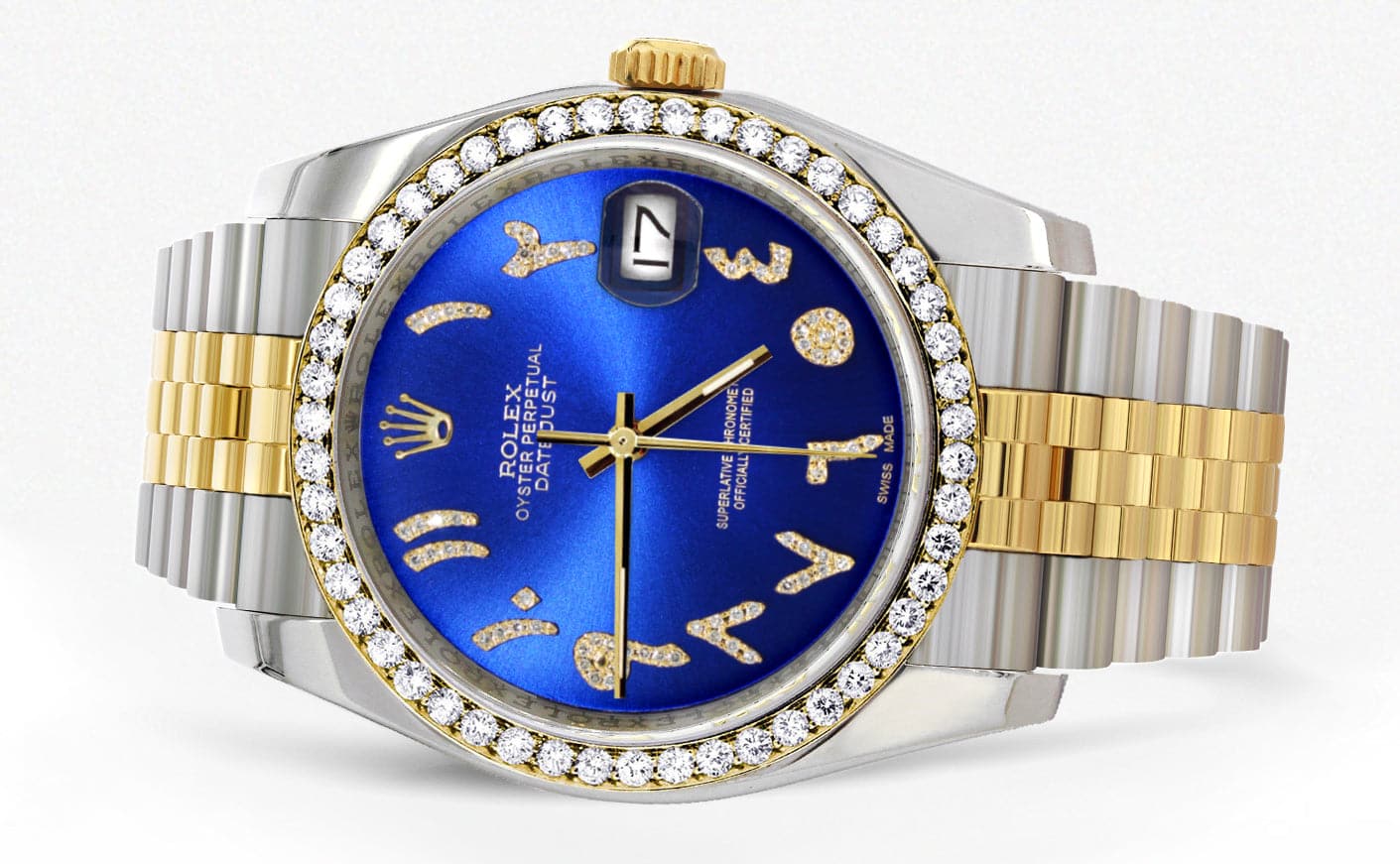 116233 | Hidden Clasp | Gold & Steel Rolex Datejust Watch | 36Mm | Royal Blue Arabic Diamond Dial | Jubilee Band - Image 2