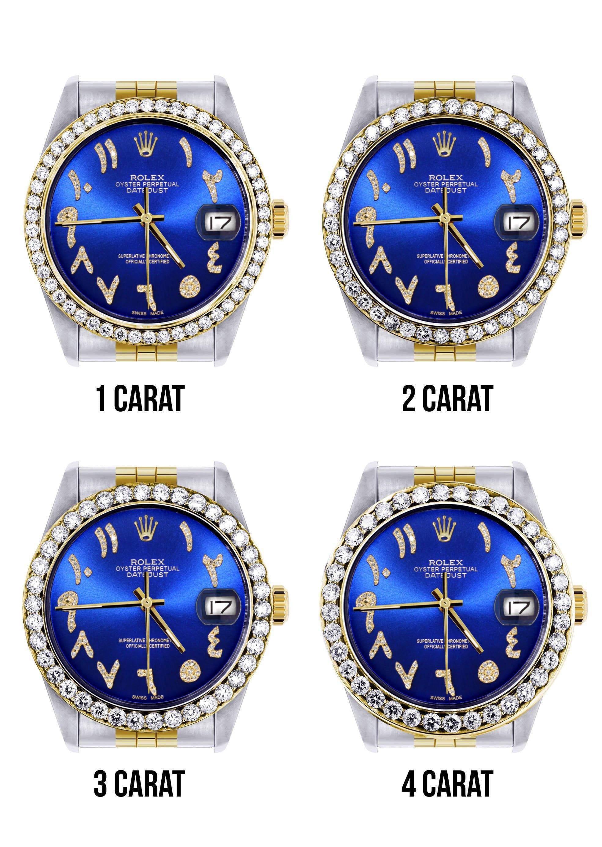 116233 | Hidden Clasp | Gold & Steel Rolex Datejust Watch | 36Mm | Royal Blue Arabic Diamond Dial | Jubilee Band - Image 4