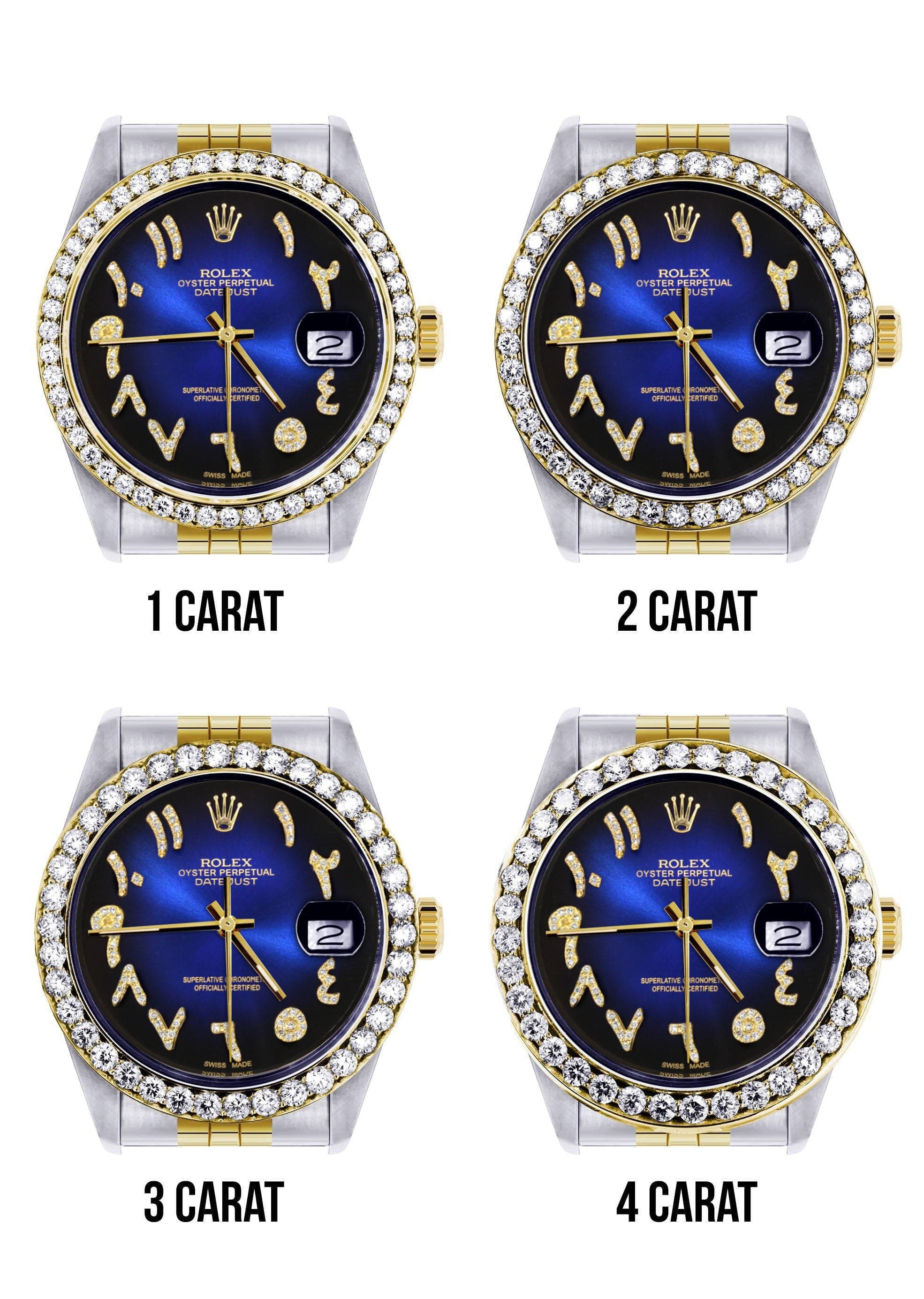 116233 | Hidden Clasp | Gold & Steel Rolex Datejust Watch | 36Mm | Blue Black Arabic Diamond Dial | Jubilee Band - Image 4