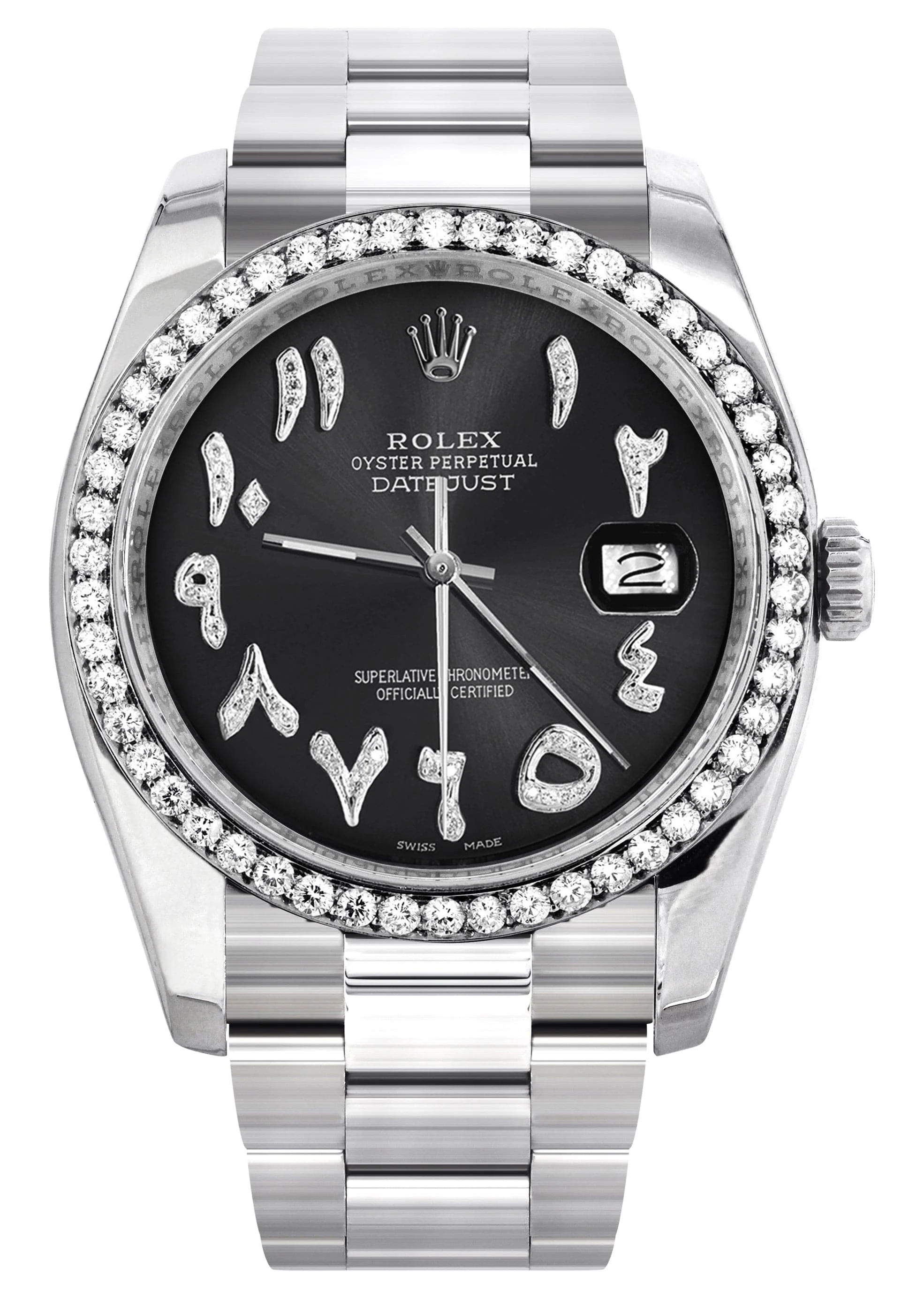 116200 | Rolex Datejust Watch | 36Mm | Black Arabic Dial | Oyster Band