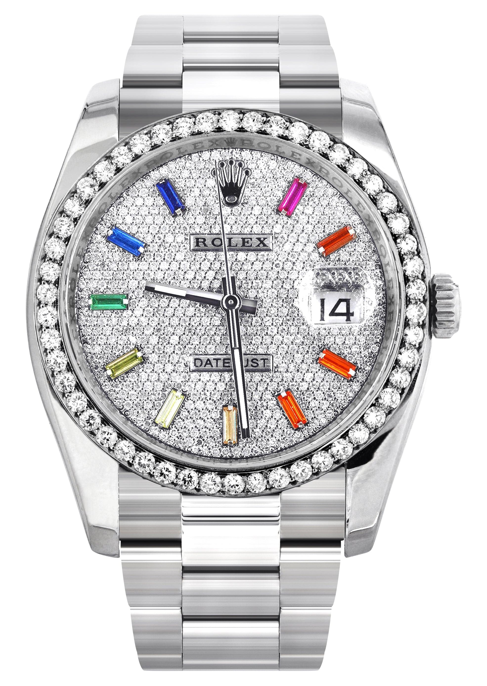116200 | Rolex Datejust Watch | 36Mm | Color Baguettes Dial | Oyster Band