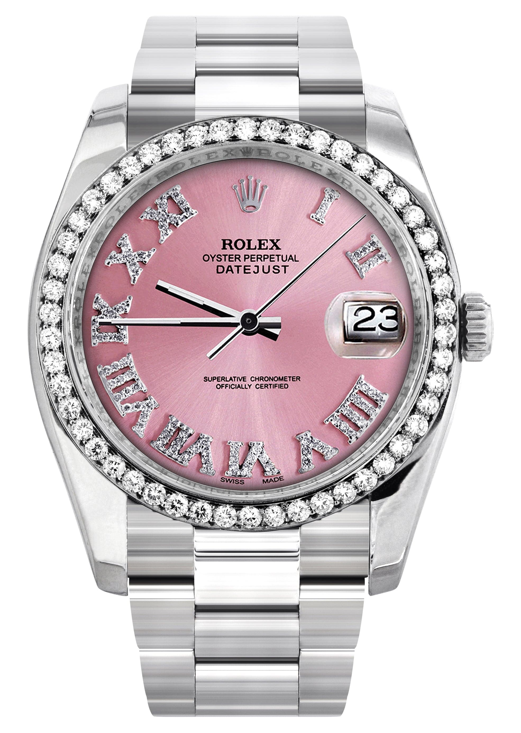 116200 | Rolex Datejust Watch | 36Mm | Pink Roman Dial | Oyster Band